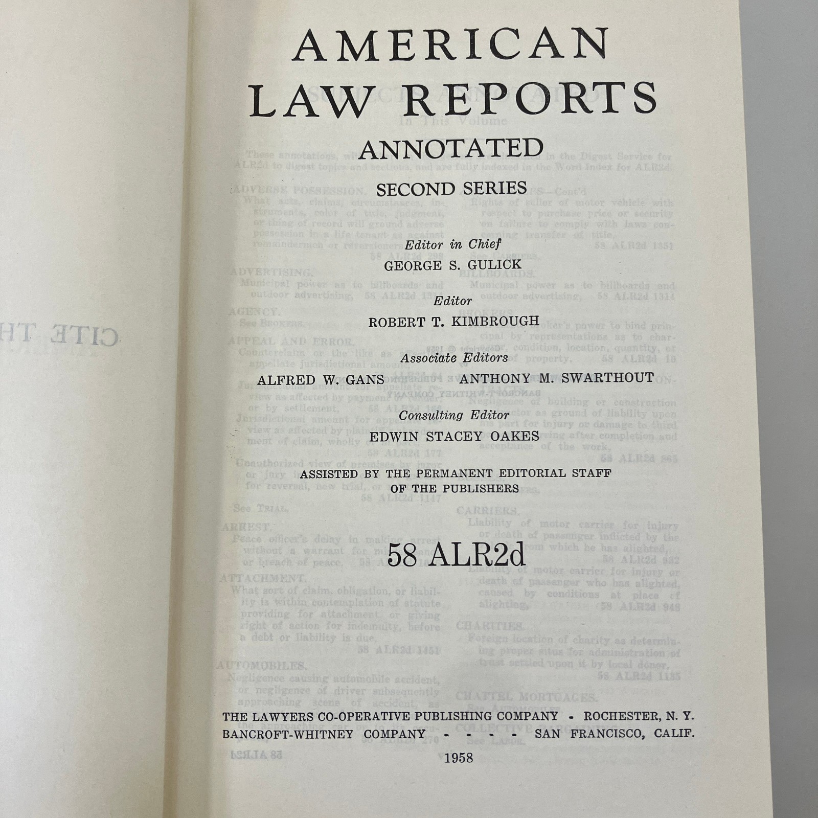 10 Various Volumes American Law Reports Annotated 2d Series Hardcover Lot GOOD