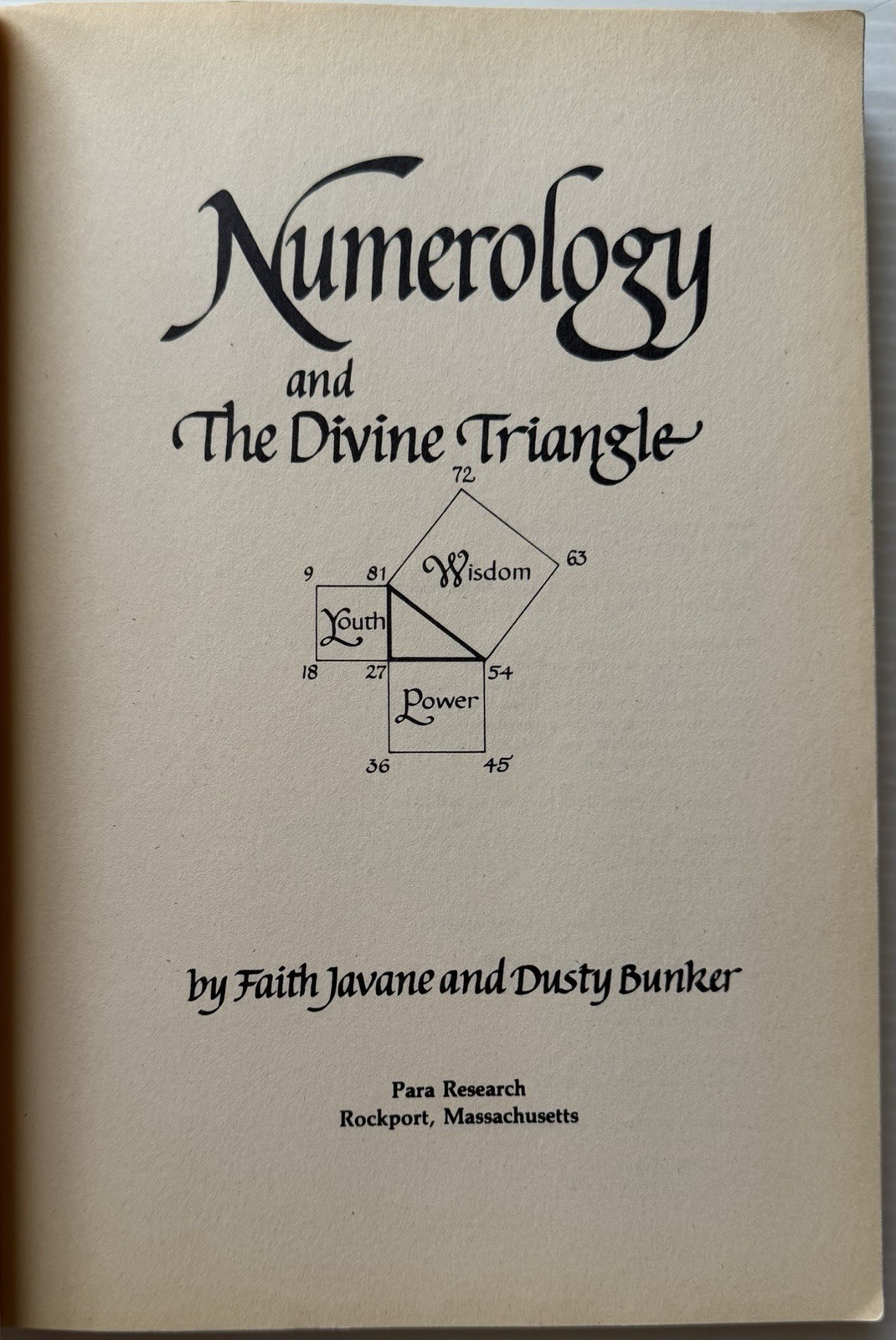 NUMEROLOGY…DIVINE TRIANGLE [Astrology & Tarot] Javane & Bunker 1983 Softcover