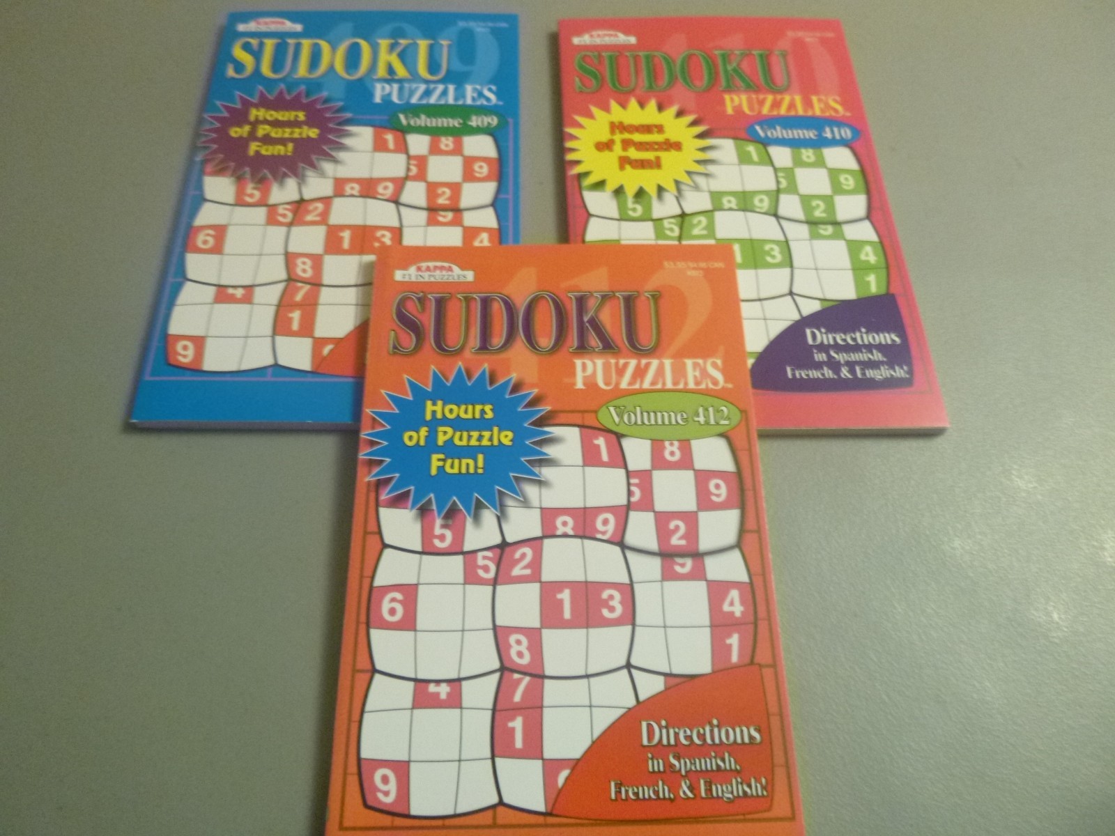 3 Sudoku Books by Kappa Volumes 409, 410 & 412