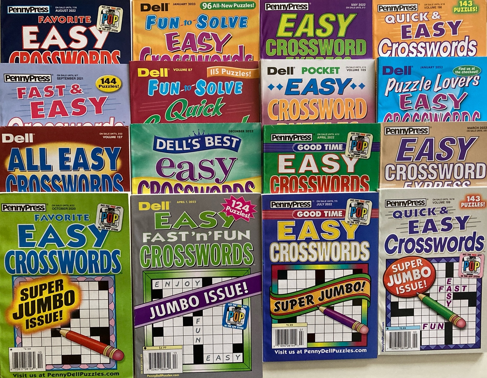 Lot of 10 Dell Penny Press ALL EASY Crossword Puzzle Books Unsorted
