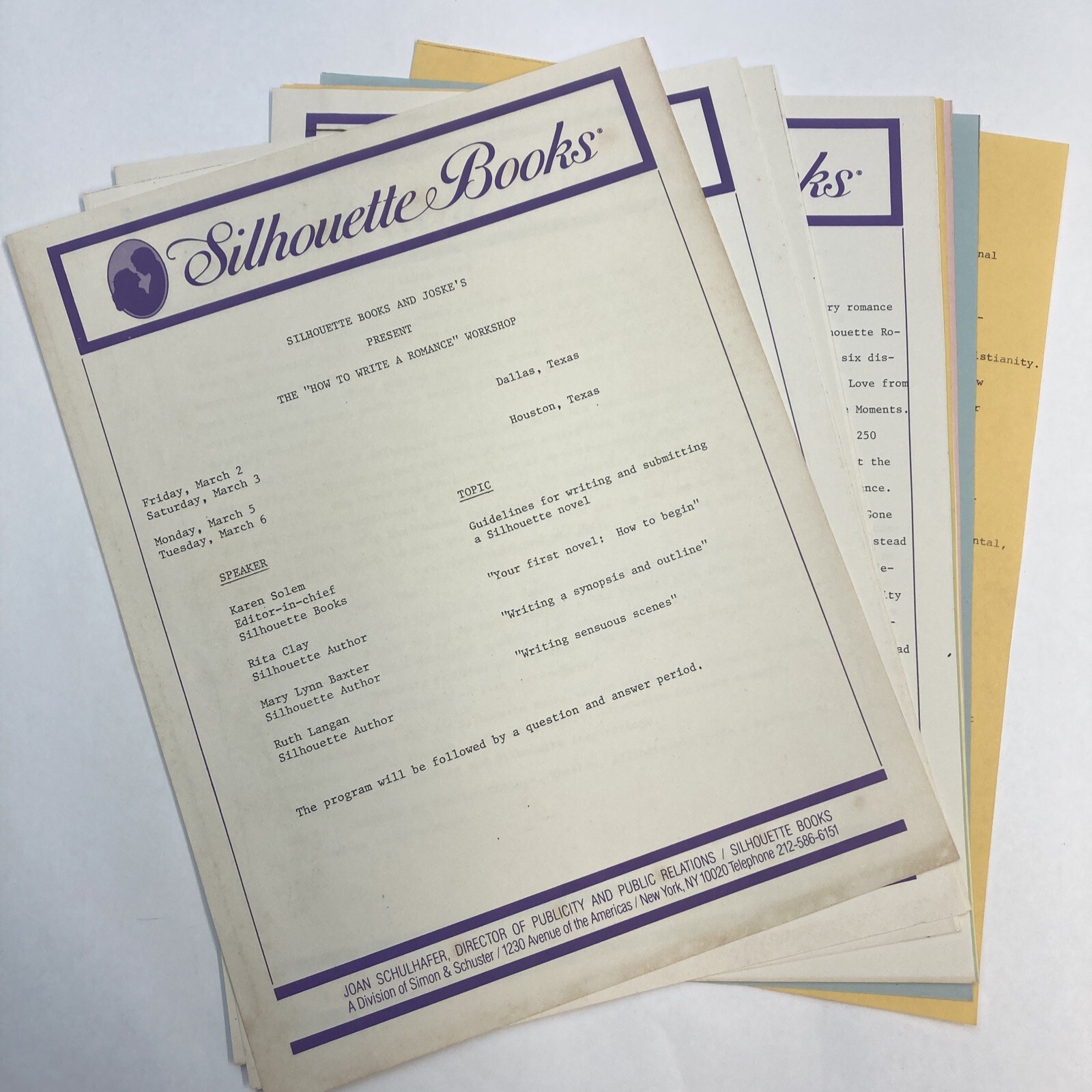 Silhouette Books How to Write a Romance Workshop Documents Vintage Pulp Romance