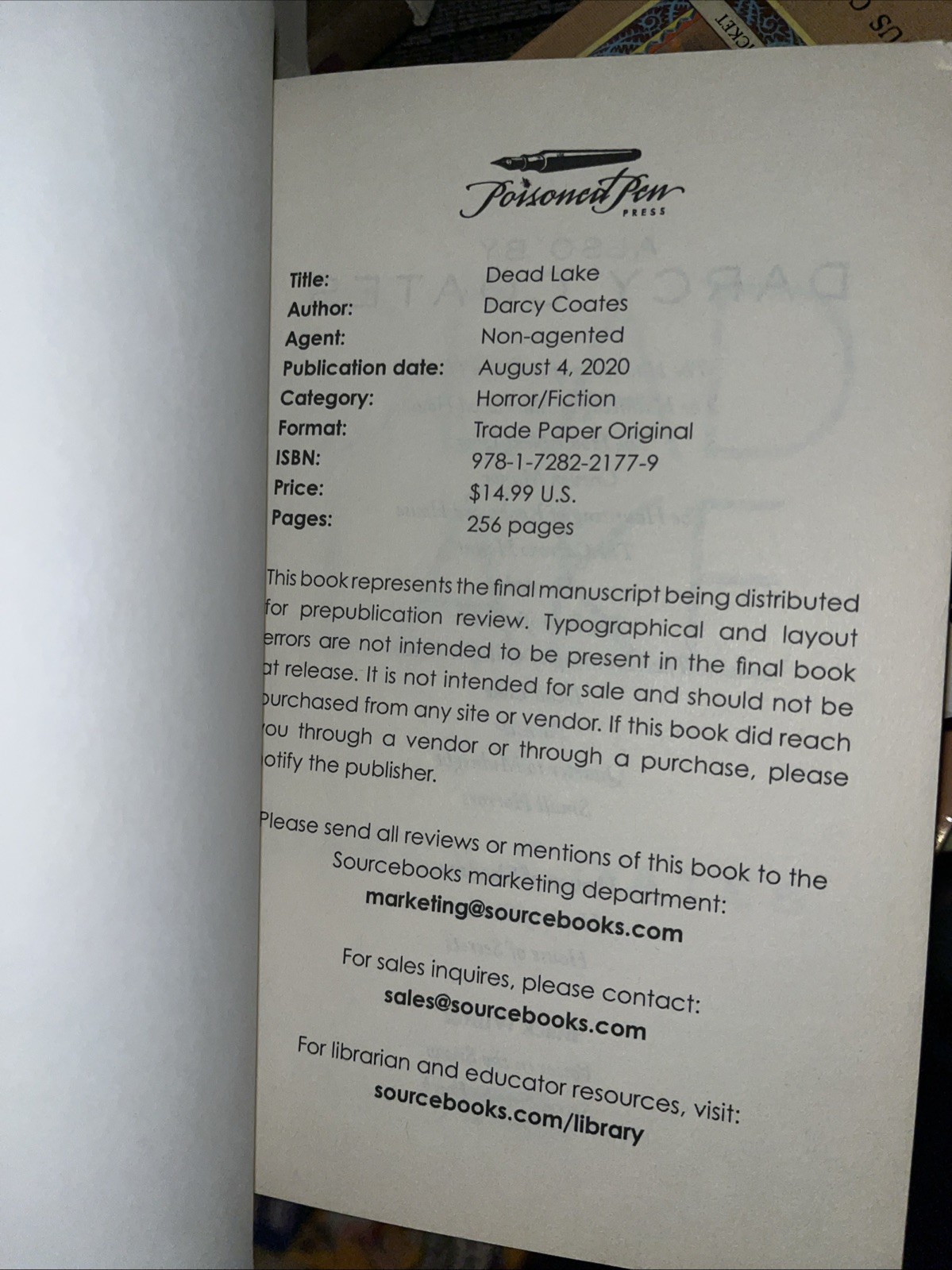 Dead Lake by Darcy Coates Advanced Readers Copy