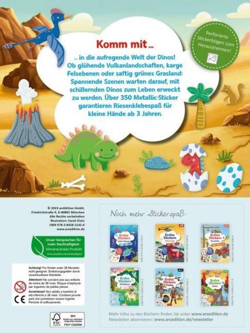 Erstes Stickern Metallic – Dinosaurier Sarah Dietz