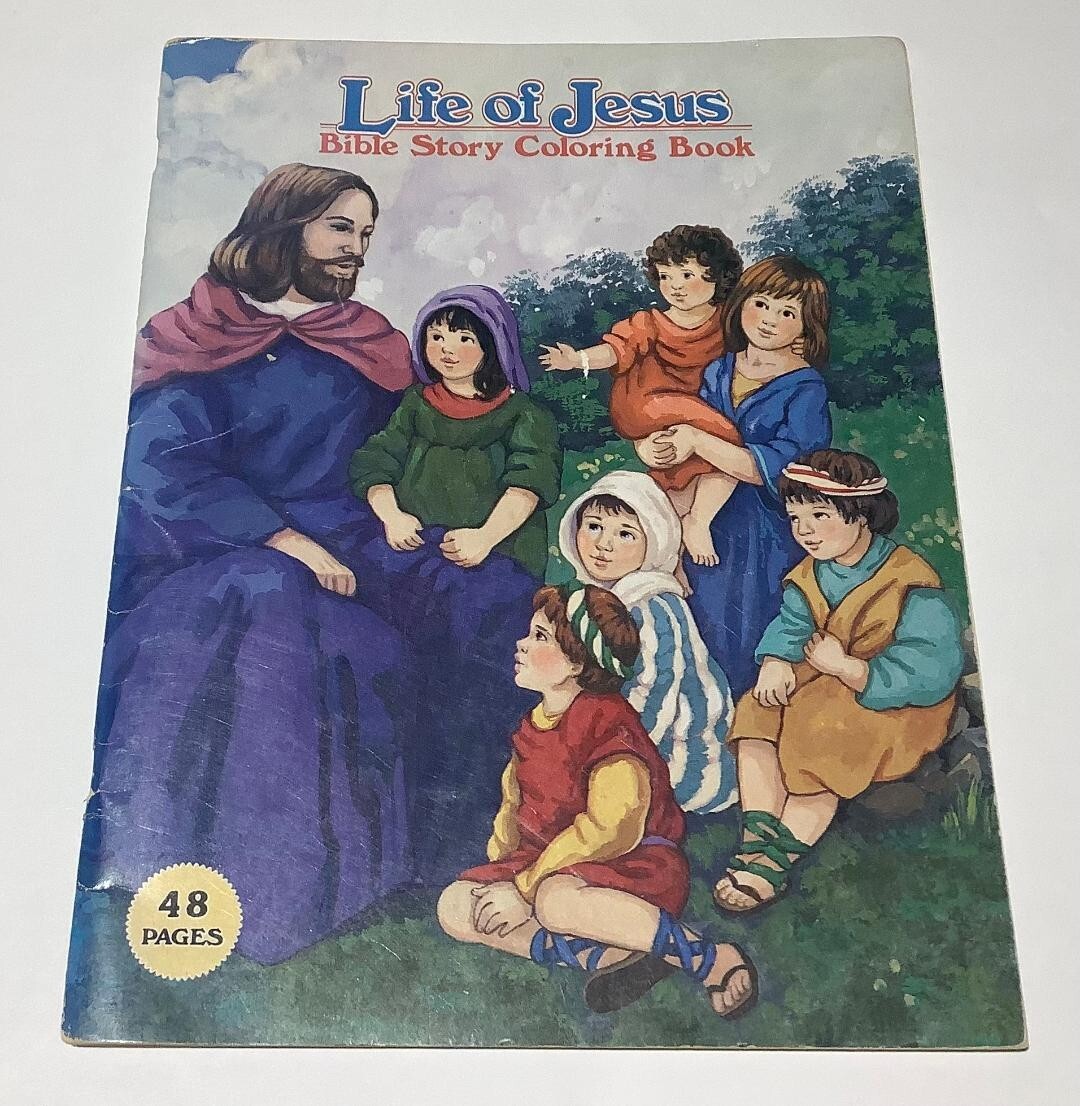 Vintage Life of Jesus Bible Story Coloring Book Warner Press 1988