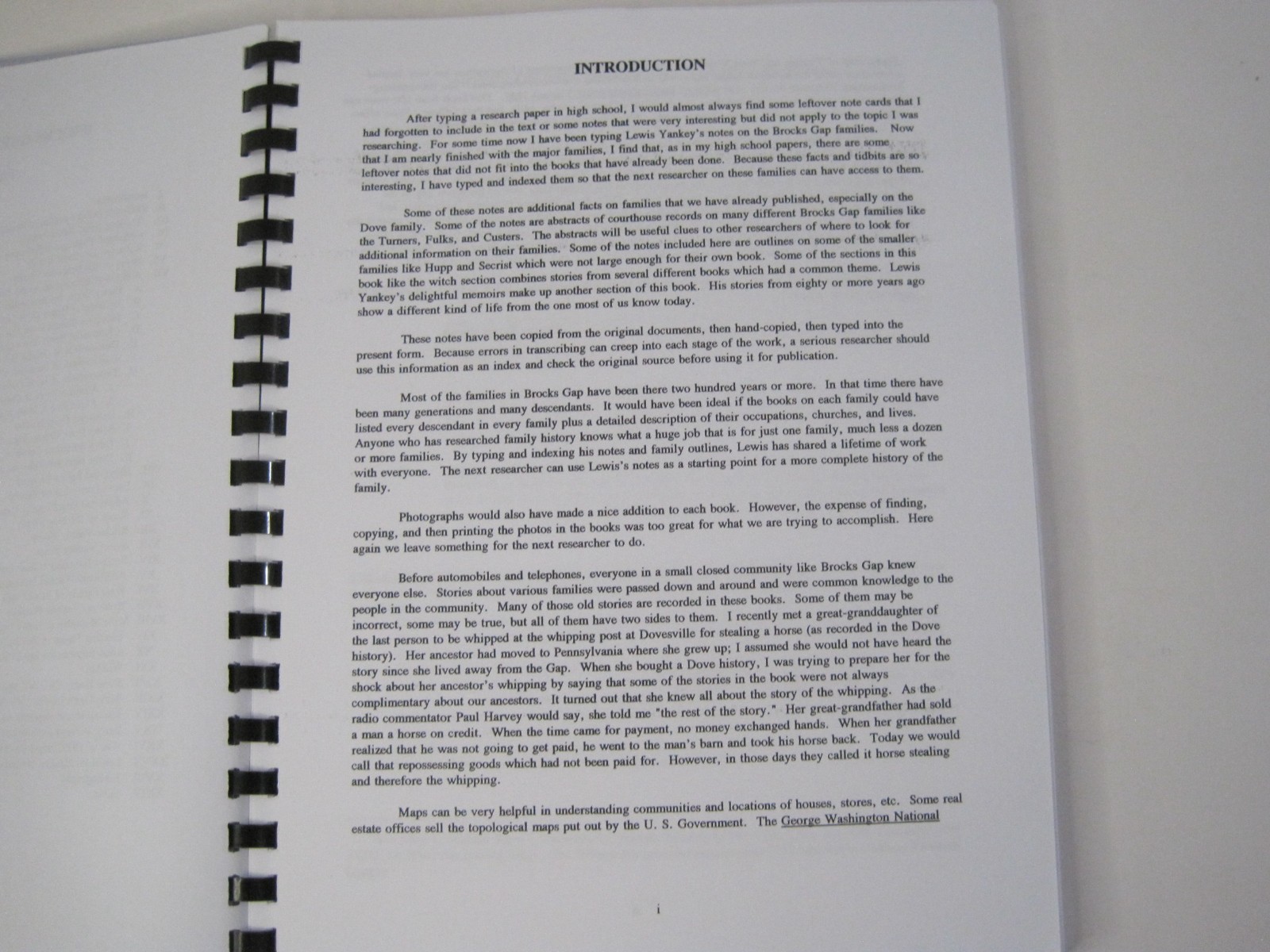 Brocks Gap Miscellaneous Research by Lewis Yankey, Lonzo Dove, Patricia Ritchie