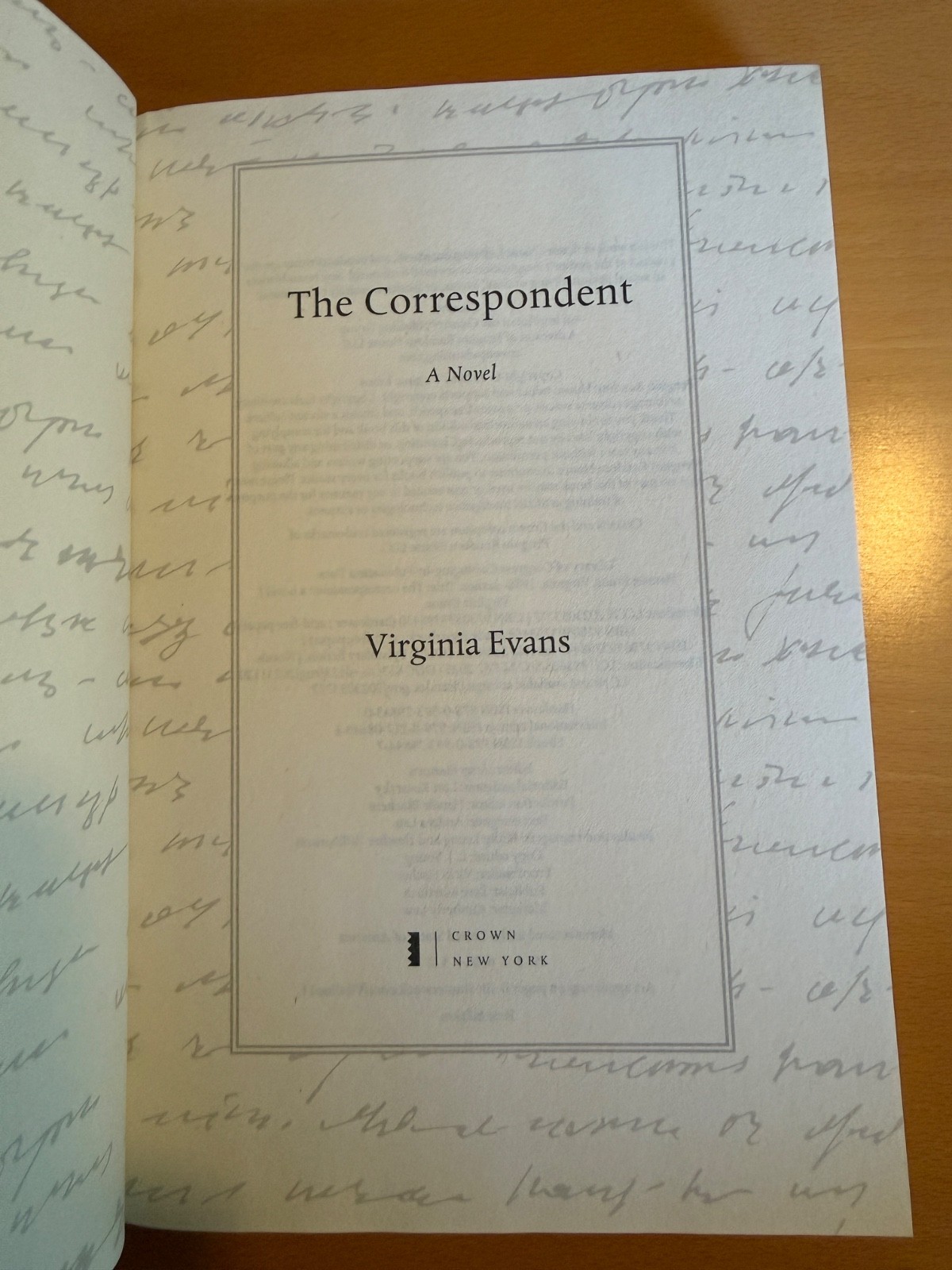 The Correspondent — First Edition/First Printing!!!! Virginia Evans Hardcover