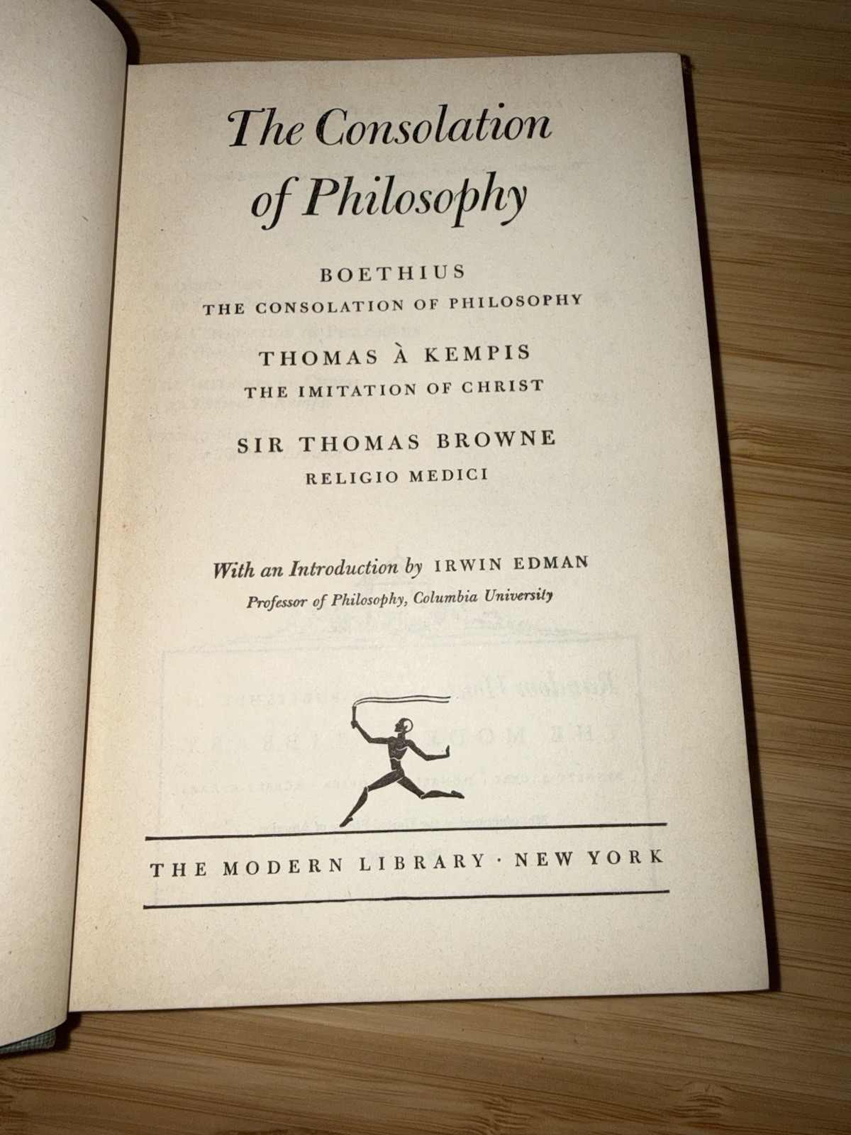 The Consolation of Philosophy Modern Library HC DJ Boethius Thomas à Kempis Reli