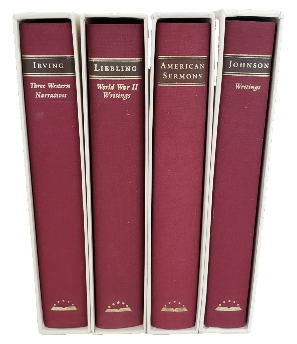 The Library of America 4 Red Vol Lot Slipcases Writings Sermons WWII As New