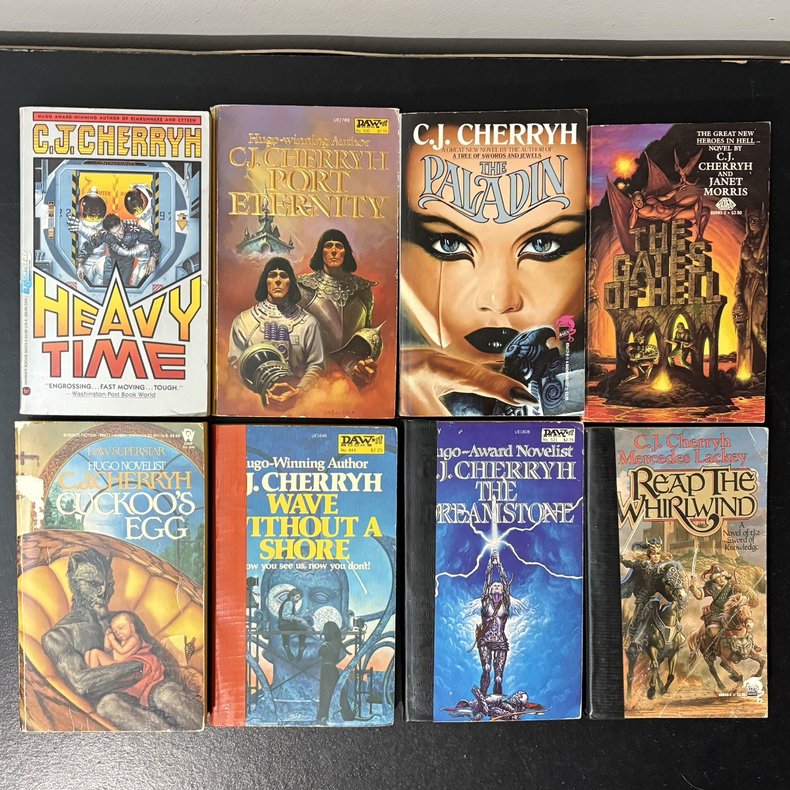 Vtg Lot of 8 CJ Cherryh PB books Heavy Time, Port Eternity, Paladin, Gates Hell