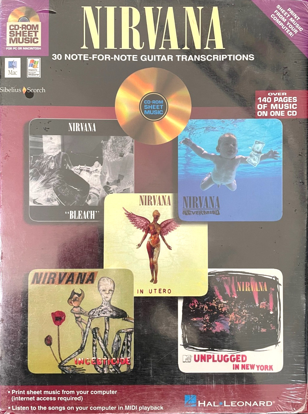 Nirvana 30 Note For Note Guitar Transcriptions Cd-Rom Sheet Music Over 140 Pages