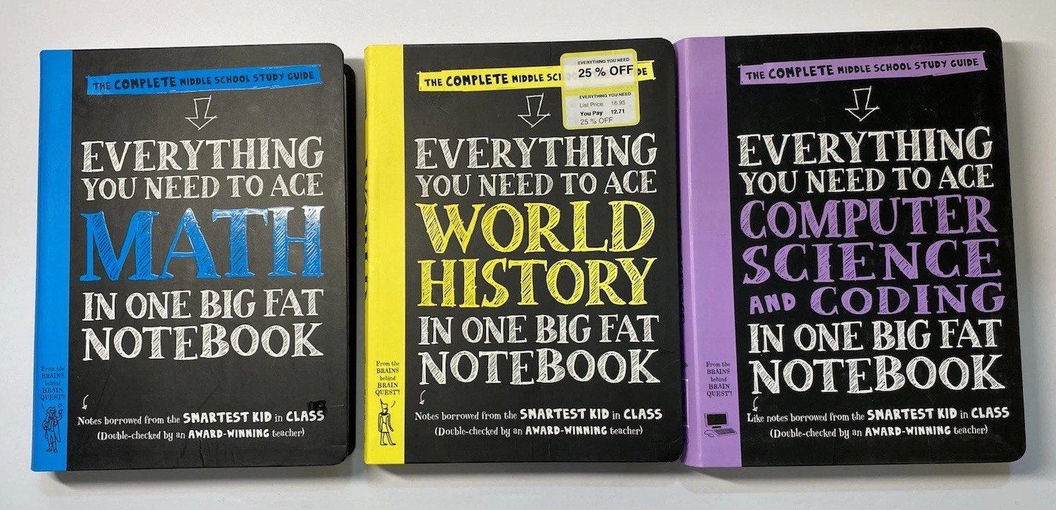 Lot of 3 The Complete Middle School Study Guide Big Fat Note Book Set