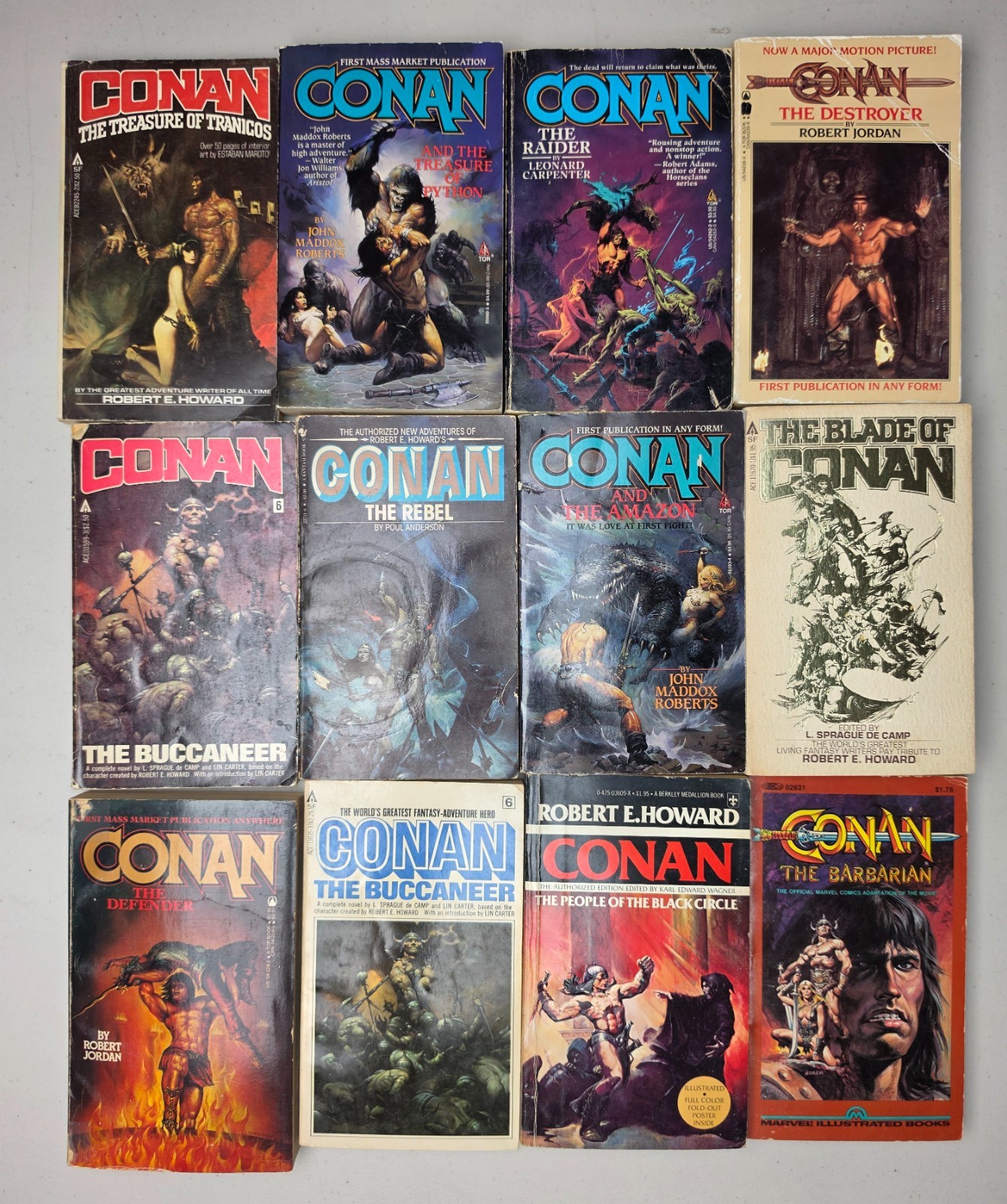 Conan The Barbarian Paperback Books Lot of 12 Robert E Howard Novels Arnold