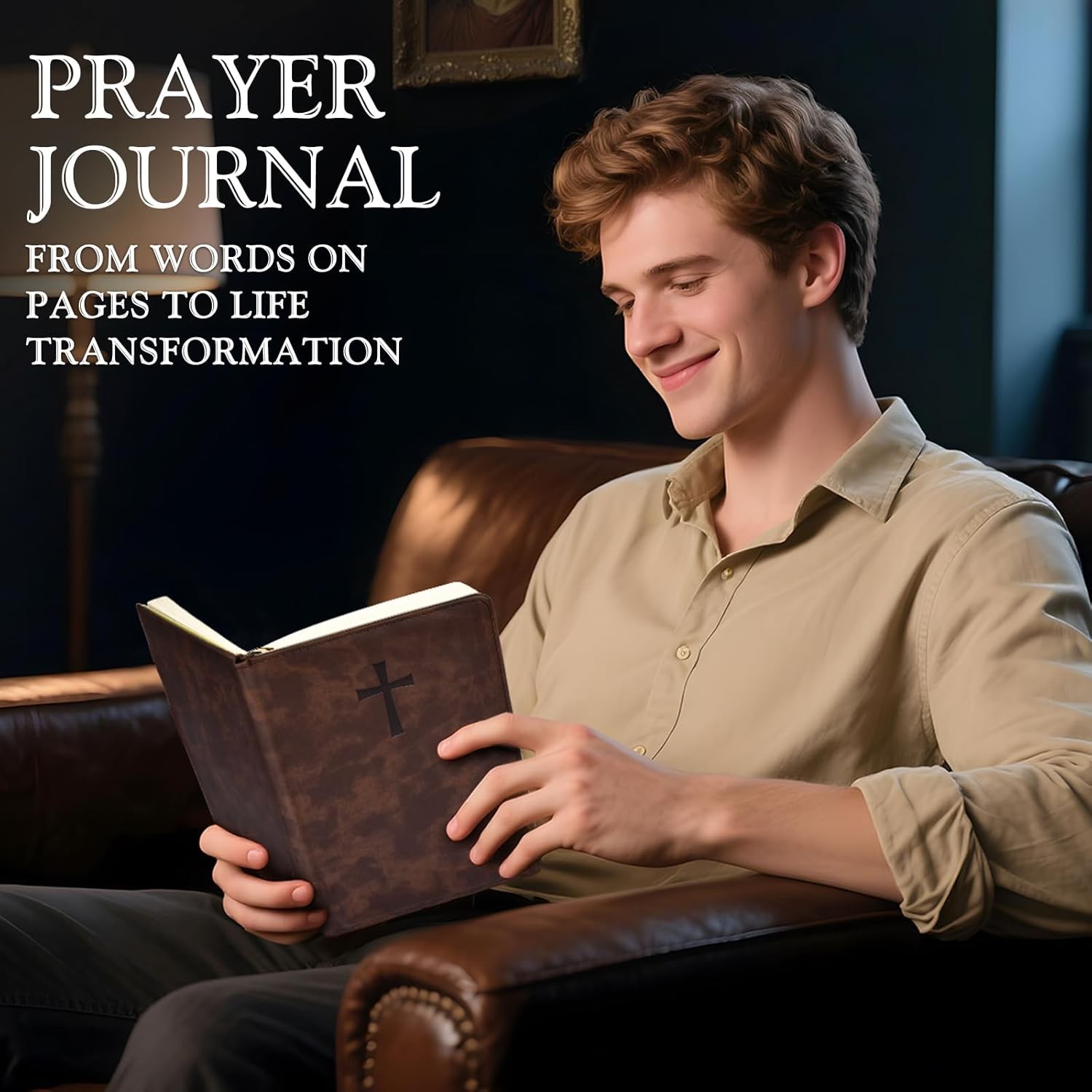 Leather Christian Bible Journal for Men, Prayer Journal for Scripture Study & Da