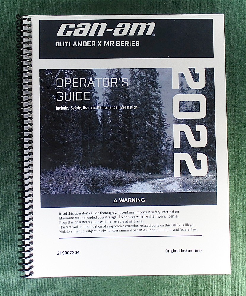 2022 Can-Am Outlander X MR 1000R Owner’s Manual: 236 Pages & Protective Covers