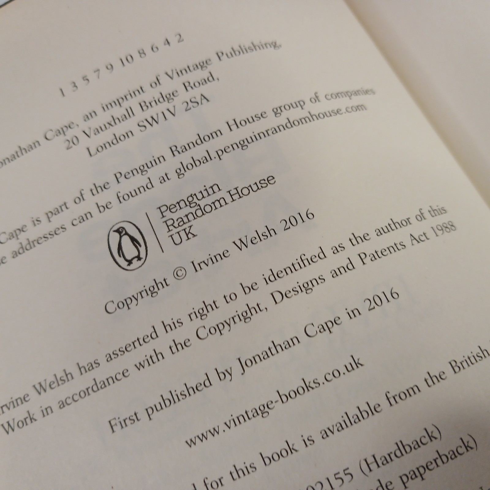 Irvine Welsh The Blade Artist 1st Edition 1st Print 2016 Jonathan Cape PB