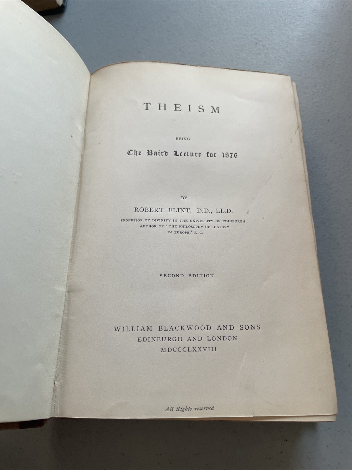 Theism (1907) Being the Baird Lecture for 1877