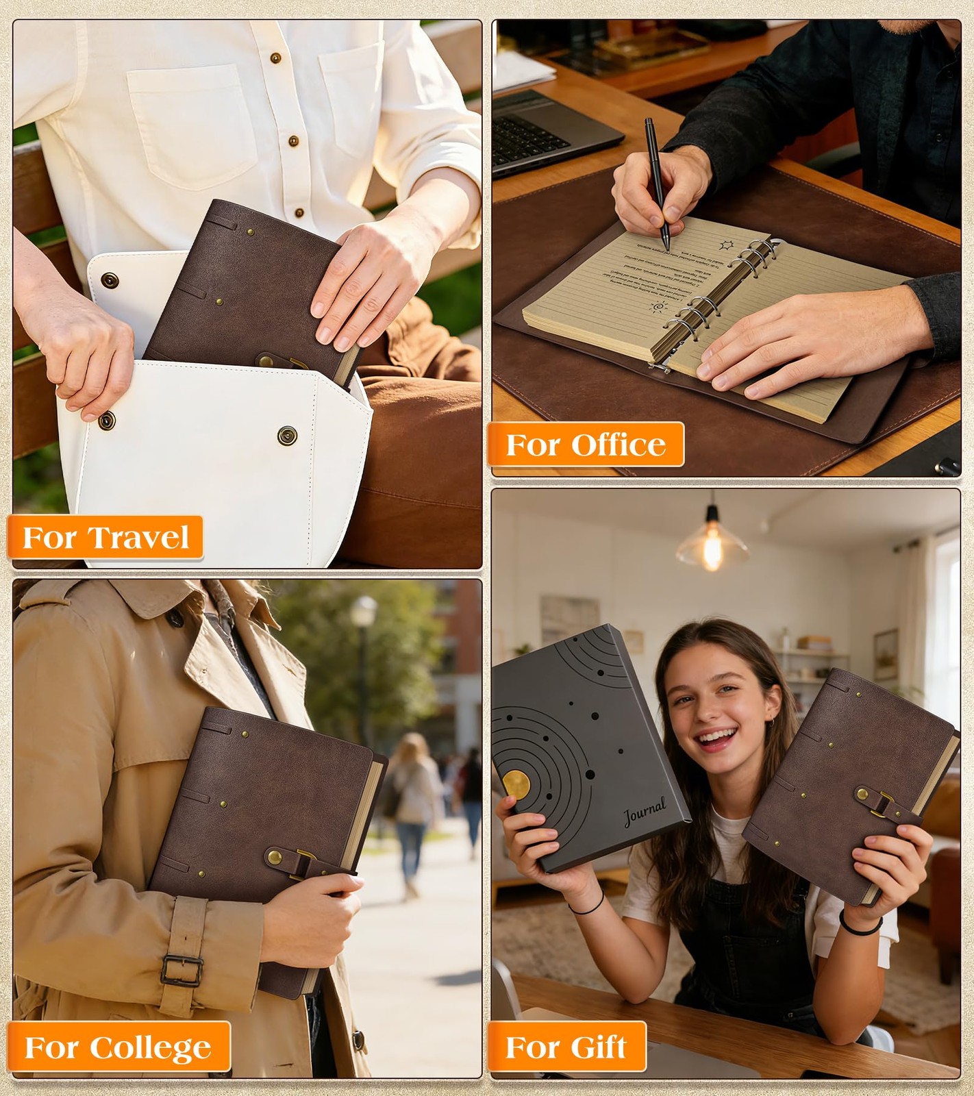 Leather Journal Notebook, A6 Size 5.3 x 7 inches 260 Pages Refillable Vintage…