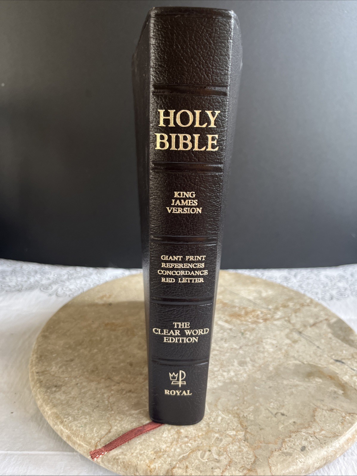 1976 KJV Holy Bible Giant Print References Concordance Red Letter Leather Book