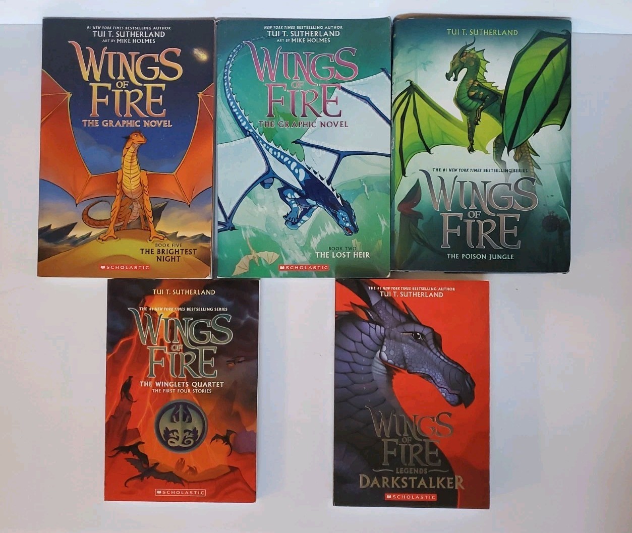Wings of Fire Graphic Novels 5 Books Lot Tui T Sutherland 1 Hardcover 4 PB
