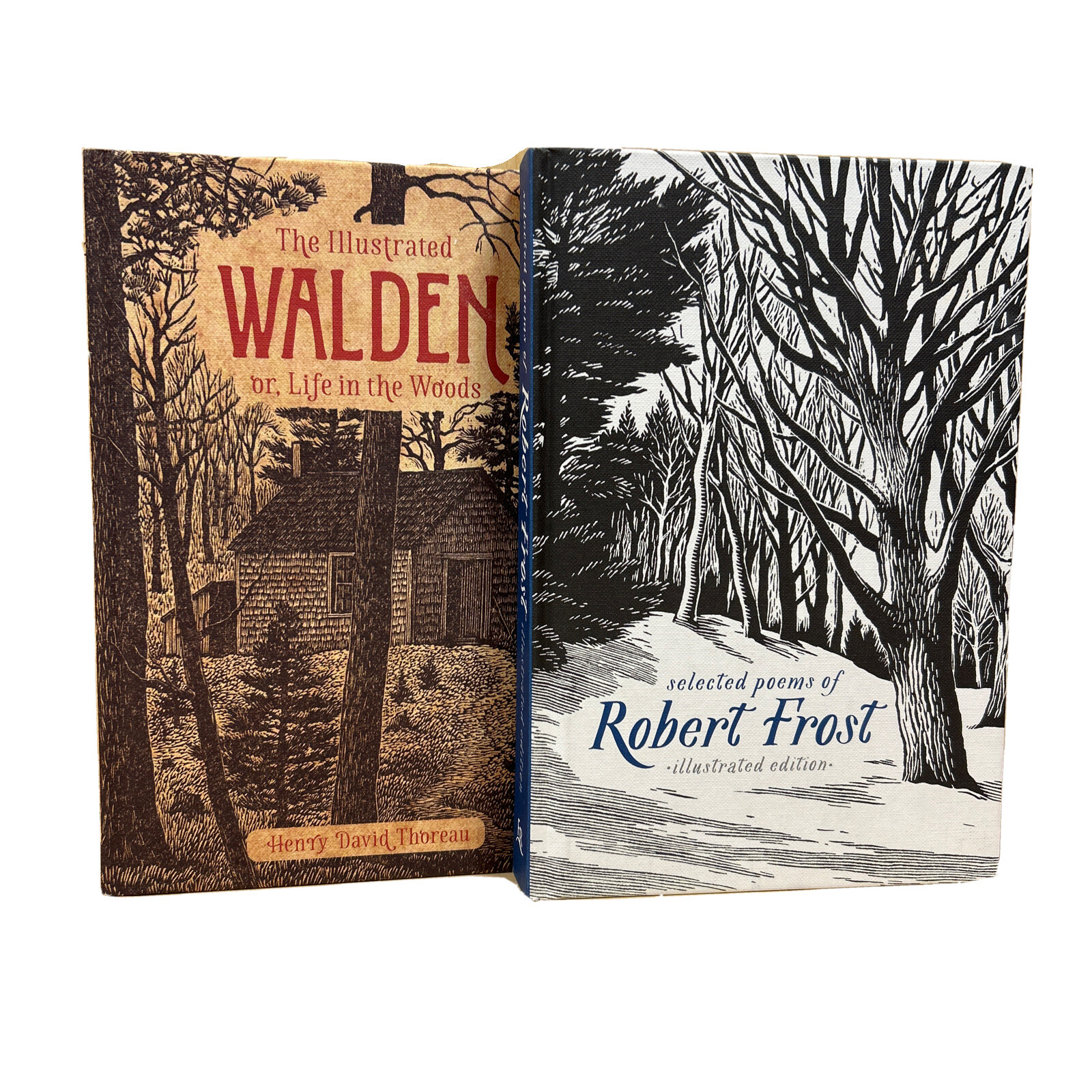 ❤️SELECTED POEMS of ROBERT FROST / The ILLUSTRATED WALDEN 2 Books NEW