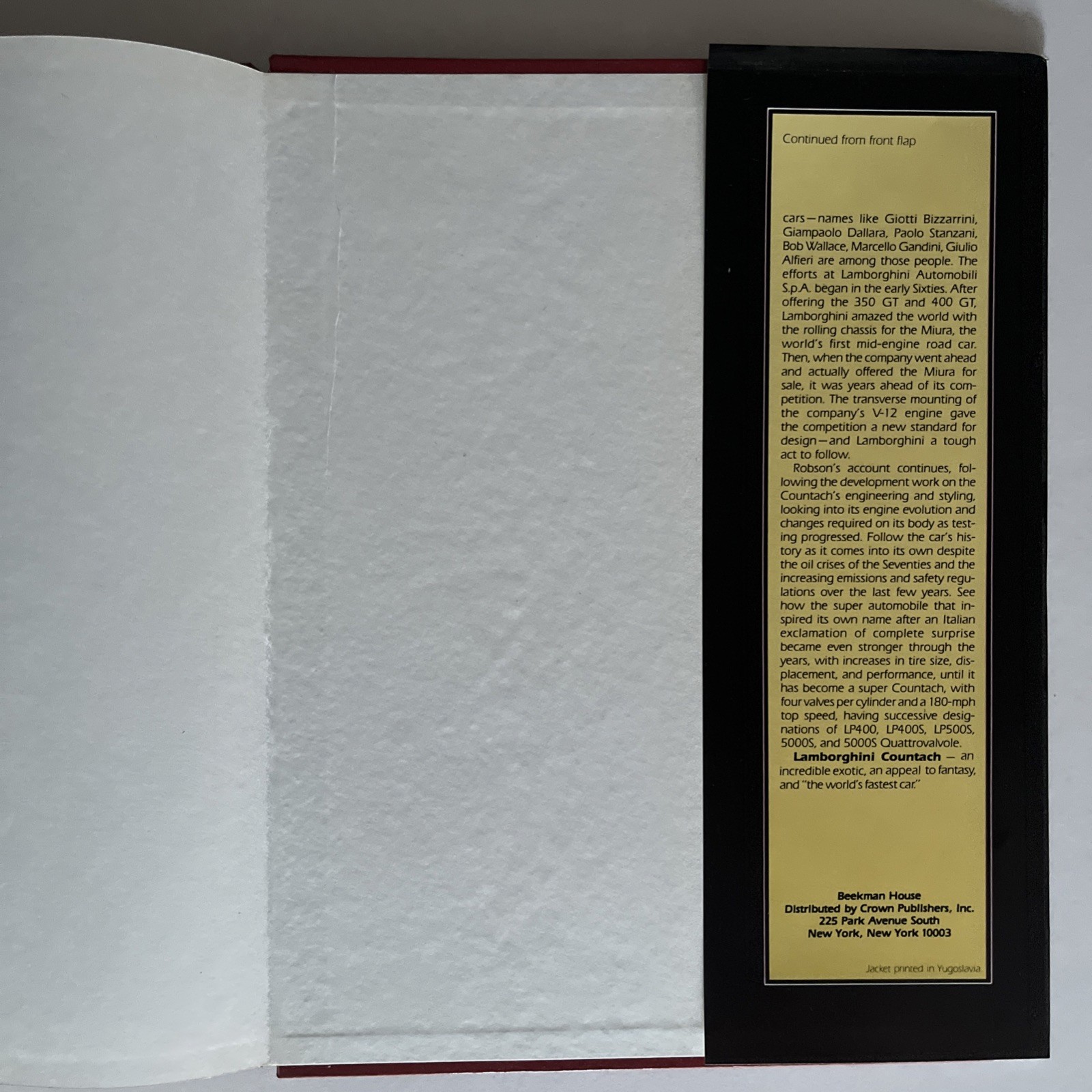 LAMBORGHINI COUNTACH By Graham Robson – Hardcover Book. Complete!