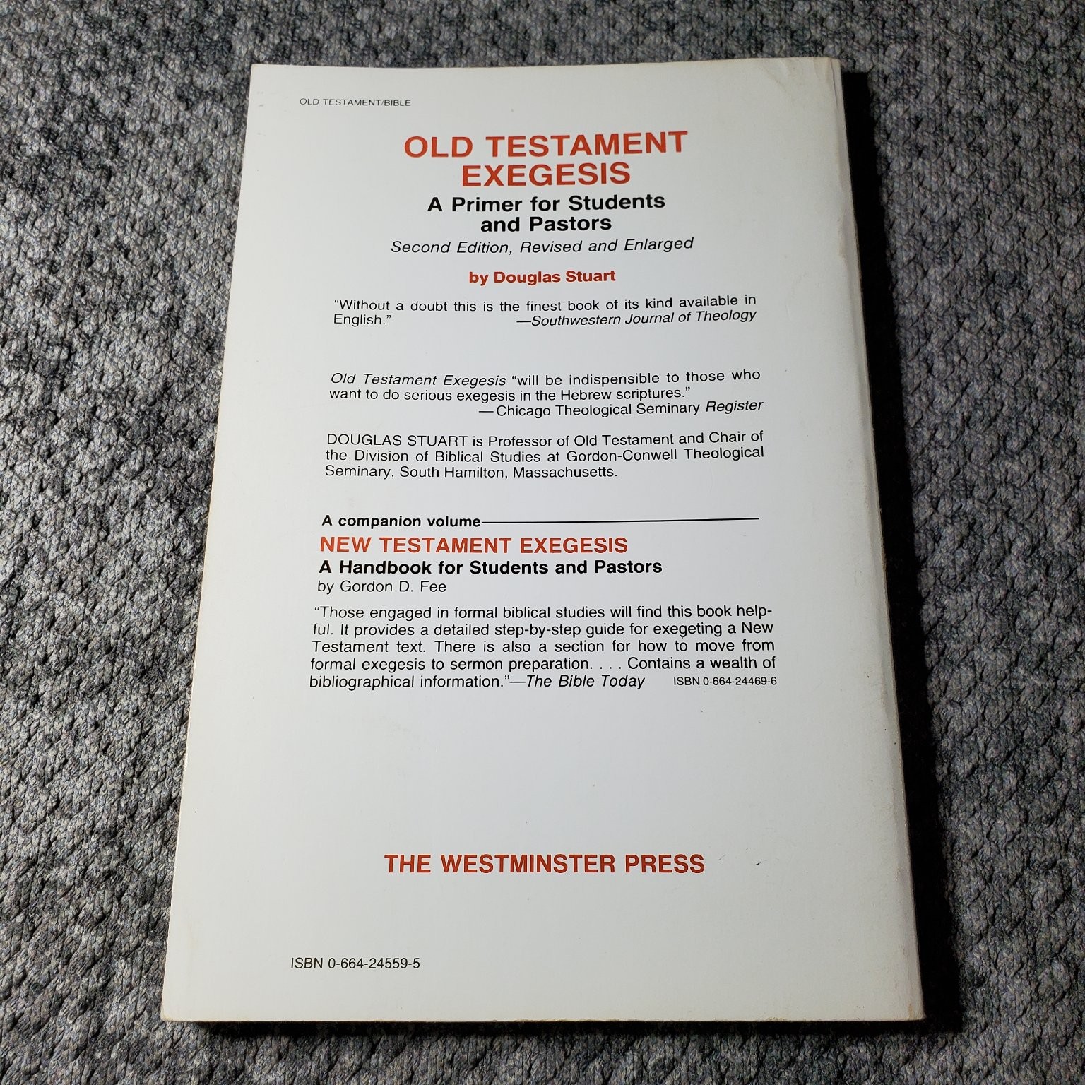 Old Testament Exegesis Douglas Stuart 1984 Second Edition Revised Westminster