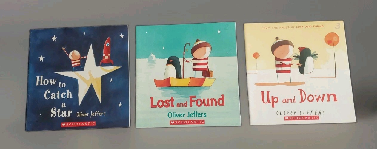 childrens books picture 3 book lot oliver jeffers, lost and found, up & down