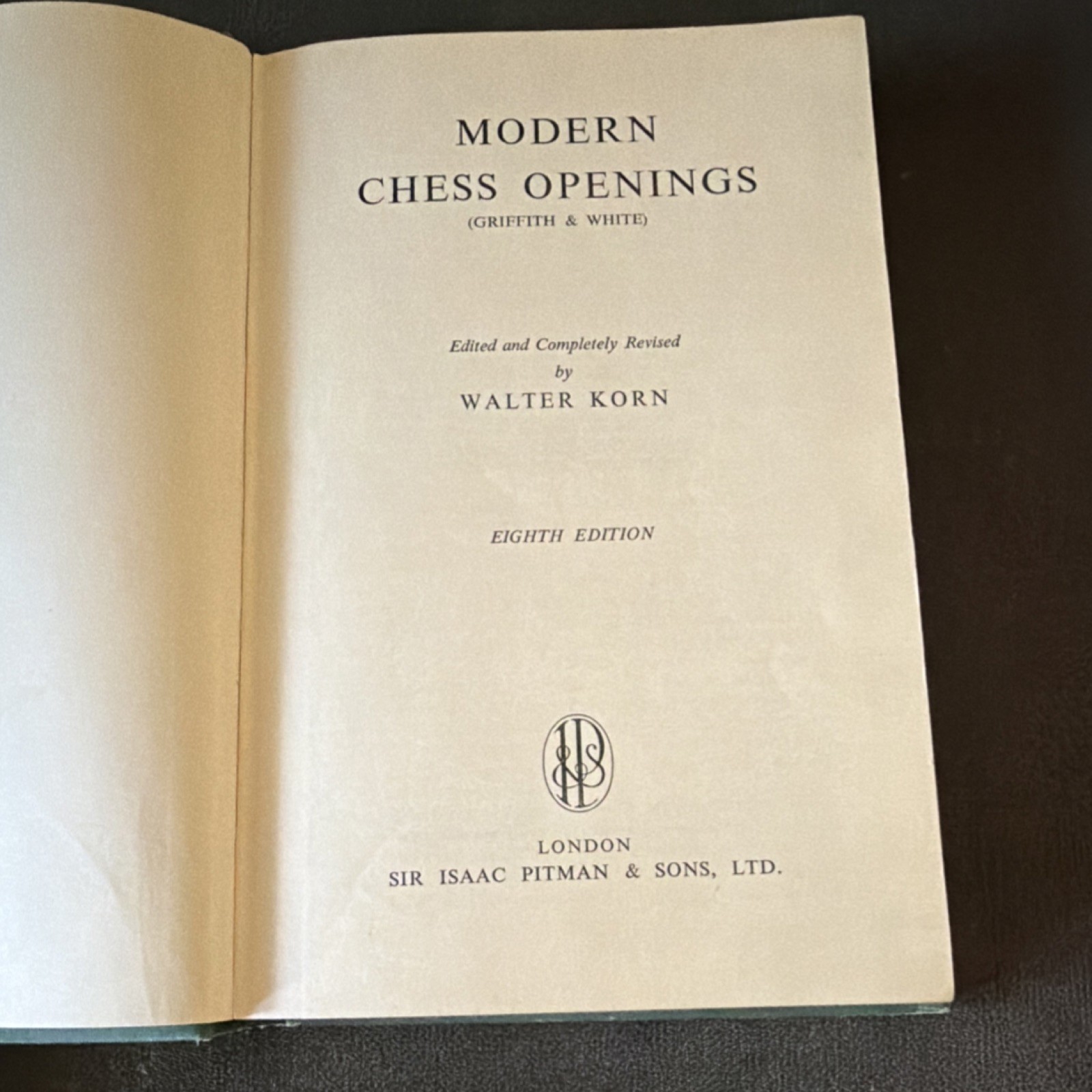 Walter Korn Modern Chess Openings Eighth Edition Hardcover Chess Book
