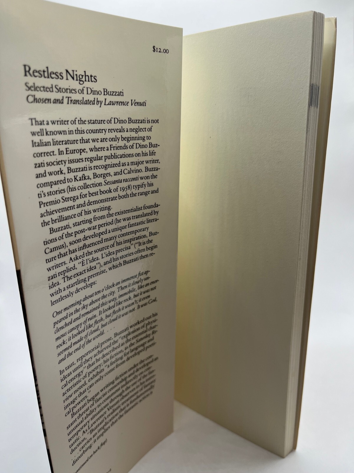 DINO BUZZATI ~ Restless Nights: Selected Short Stories, 1st, North Point Press