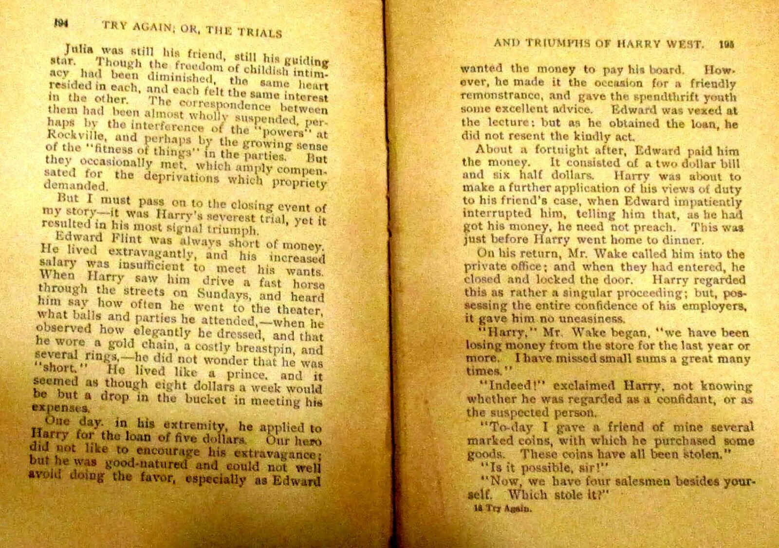 Try Again or The Trials and Triumphs Of Harry West H/C Vintage 209 Pages