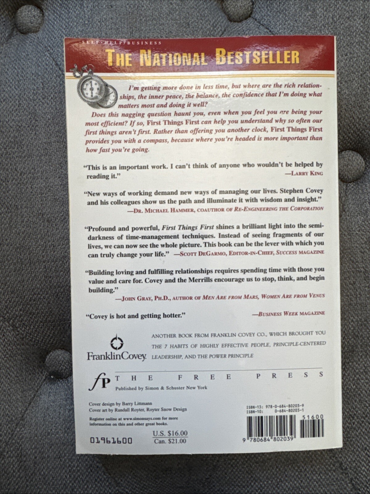 First Things First by A. Roger Merrill, Rebecca R. Merrill and Stephen R. Covey