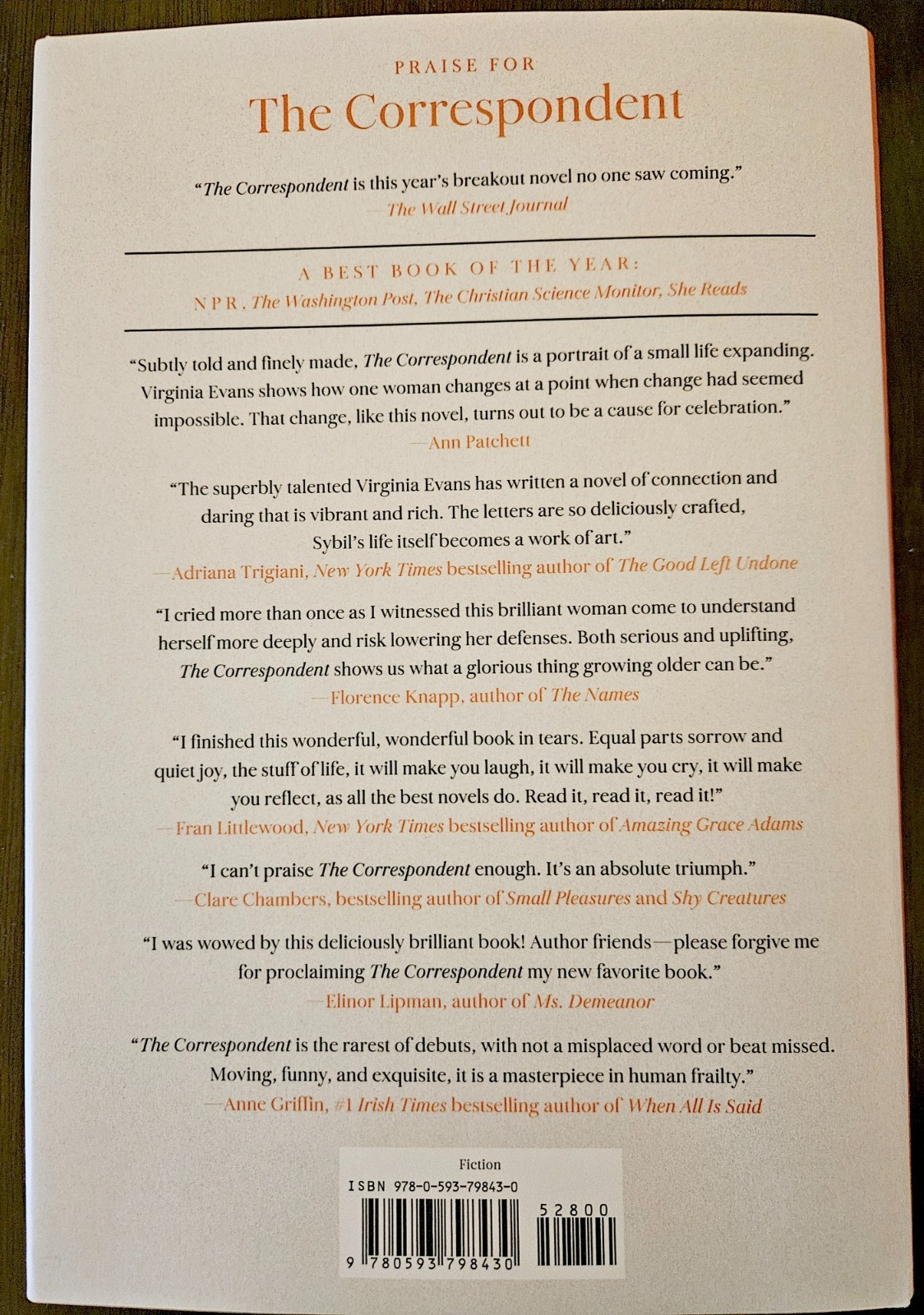 The Correspondent by Virginia Evans SIGNED New Hardcover