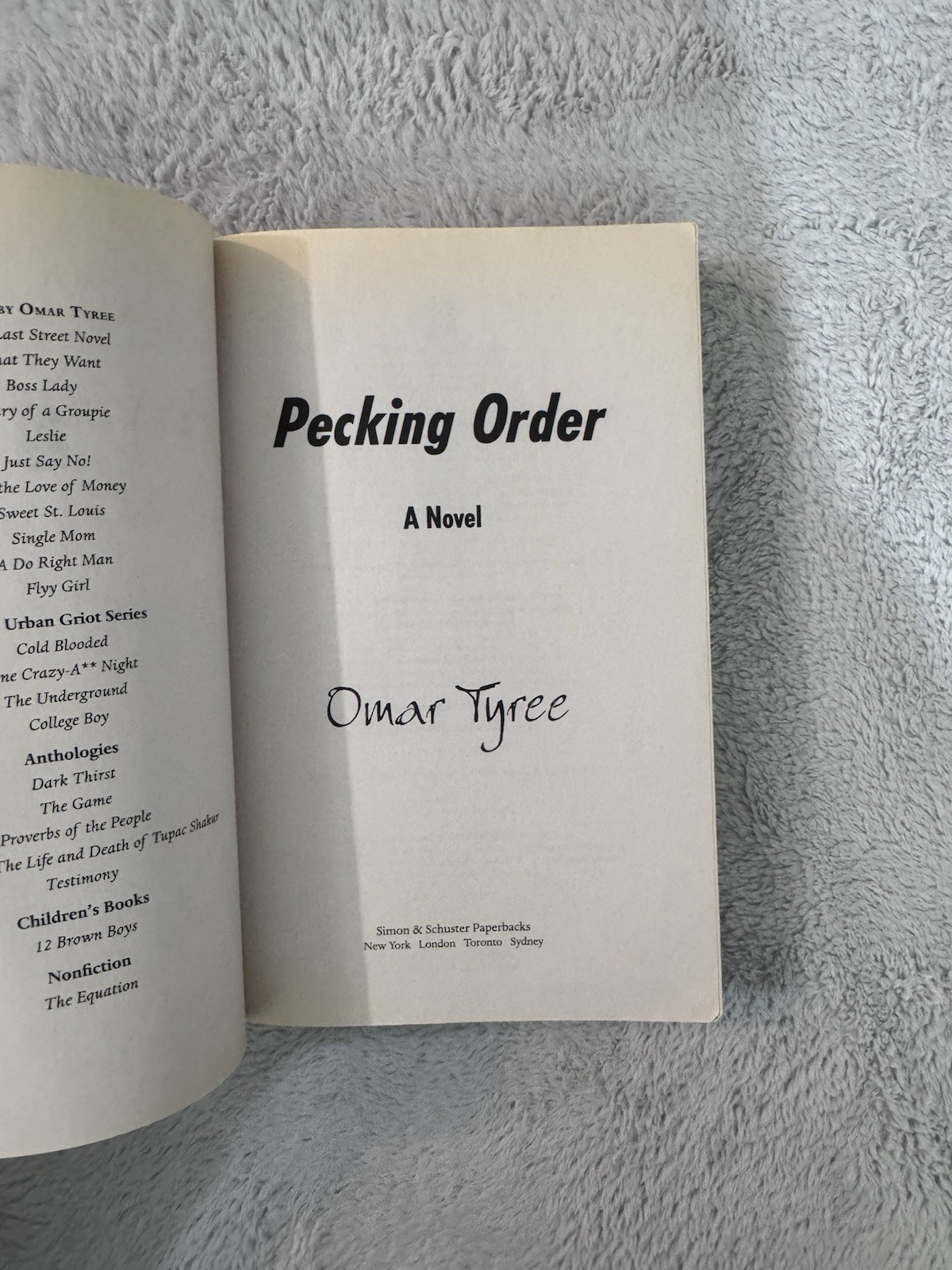 Used Omar Tyree Hardcover Book Lot Pecking Order Diary of a Groupie PB & HC