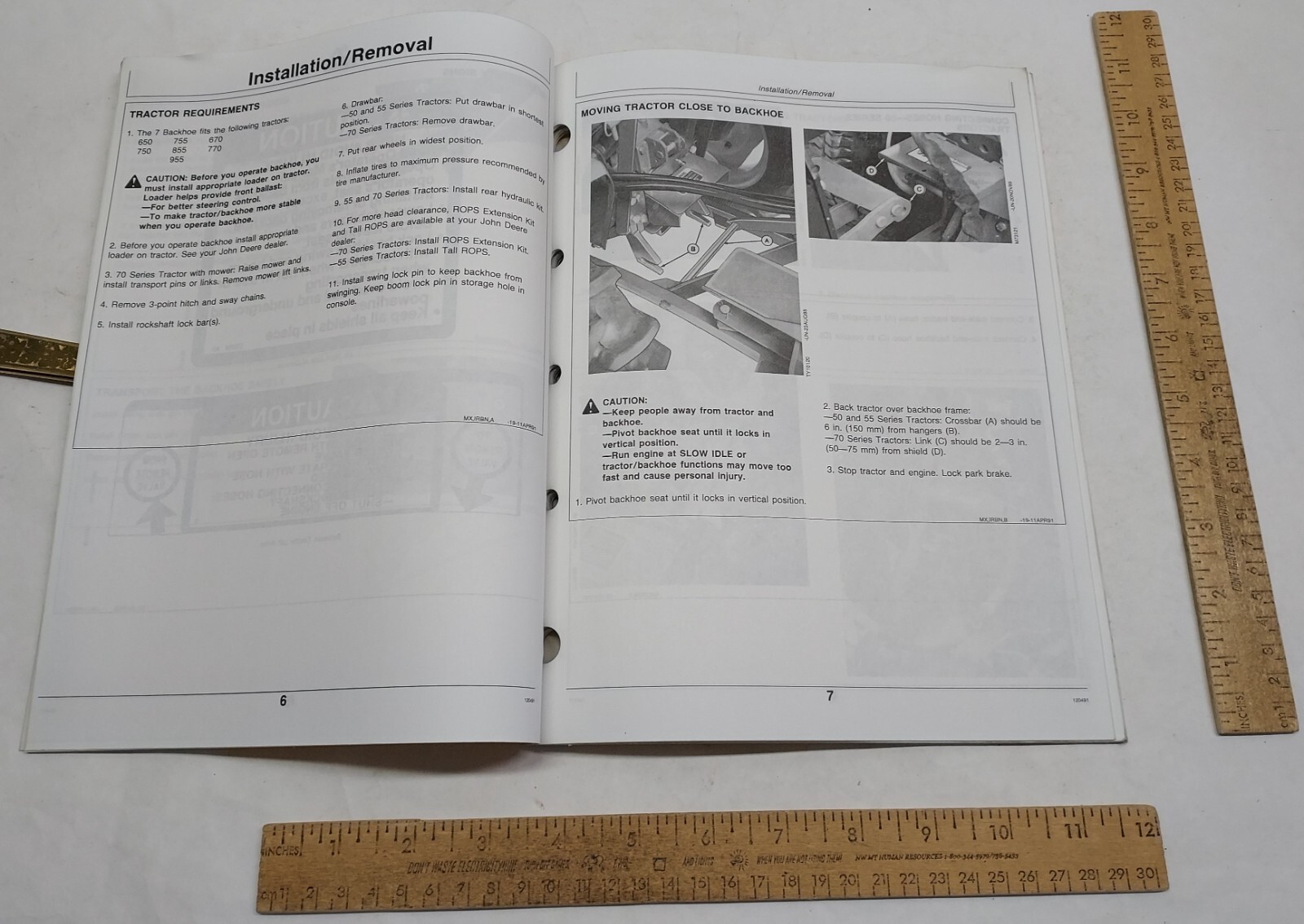 JOHN DEERE – OPERATOR’S MANUAL – 7 Backhoe – listing #5401