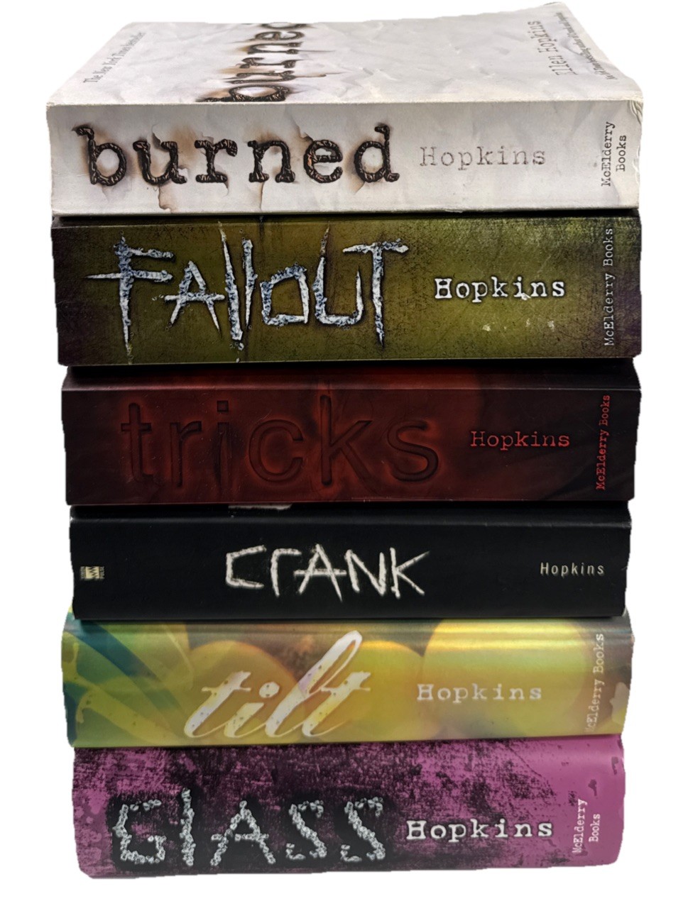 Ellen Hopkins Books Lot of 6 Crank Burned Fallout Tricks Glass Tilt HC PB