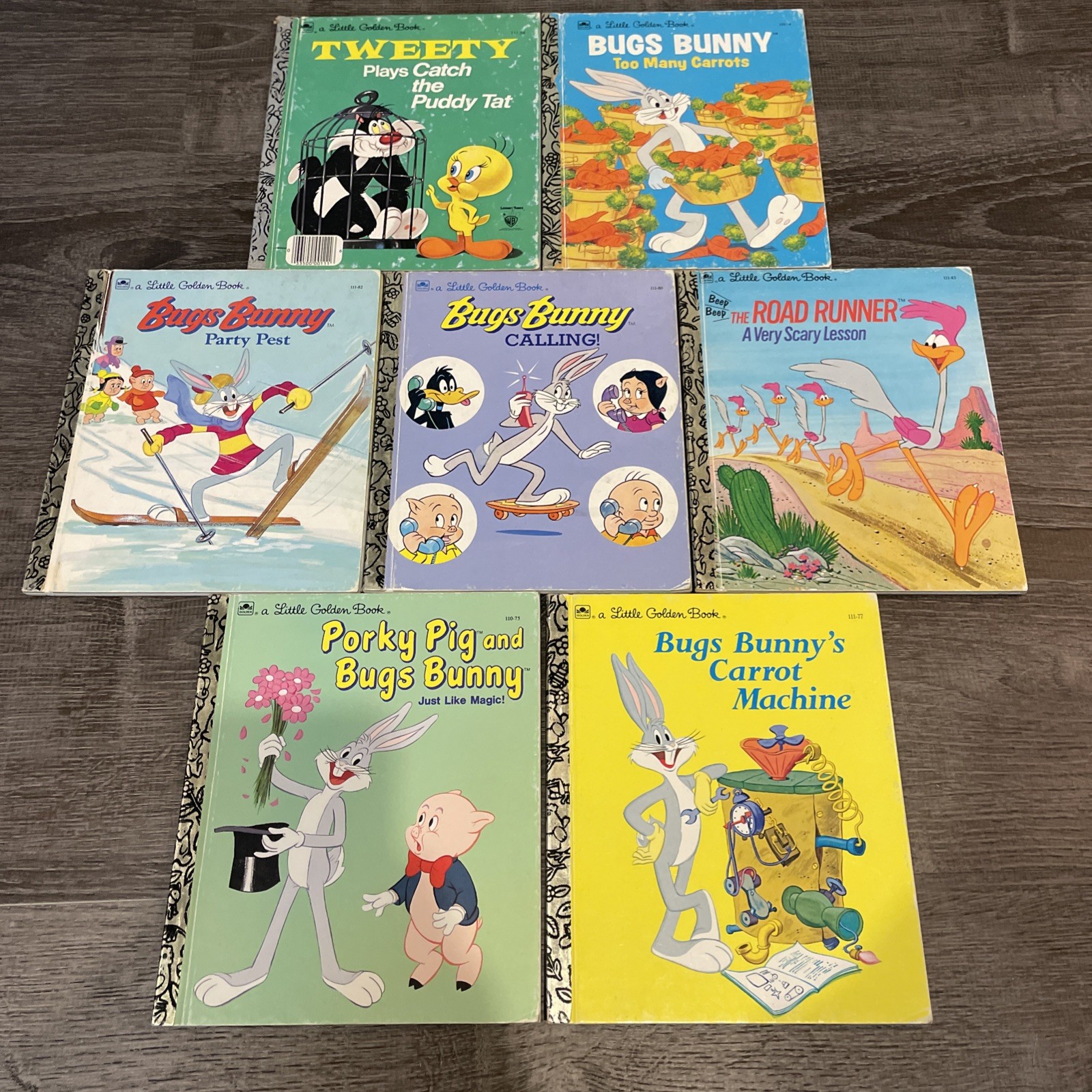 Lot Of 7 The Little Golden Books – Looney Tunes – Bugs Bunny Tweety Road Runner