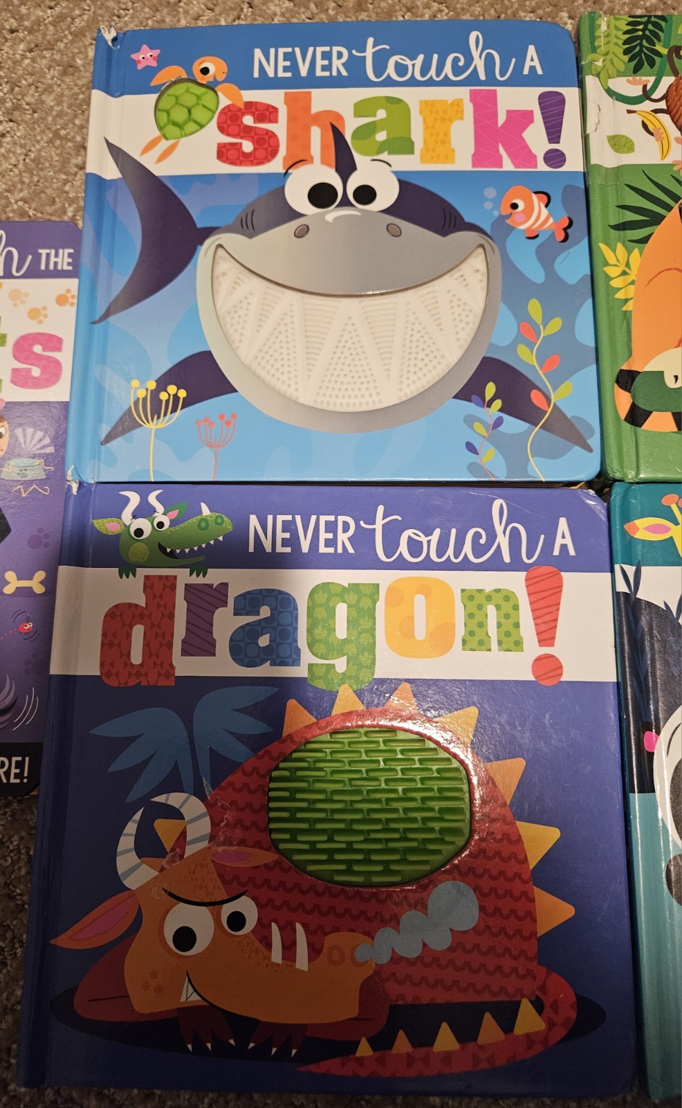 5 Never Touch a… Board Books Lot: Shark, Dragon, Tiger, Panda, Grumpy Pets