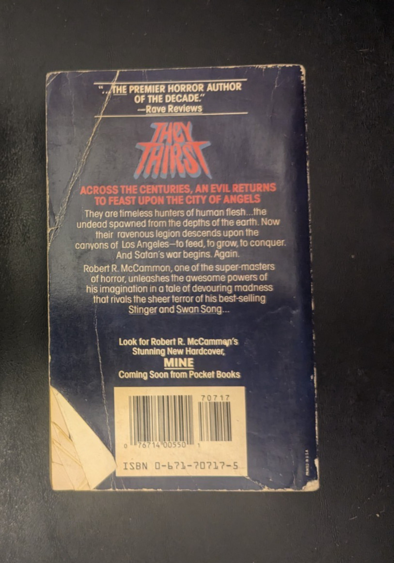Vintage Robert R McCammon THEY THIRST 1980s Horror Pocket Books Paperback 1ST ED