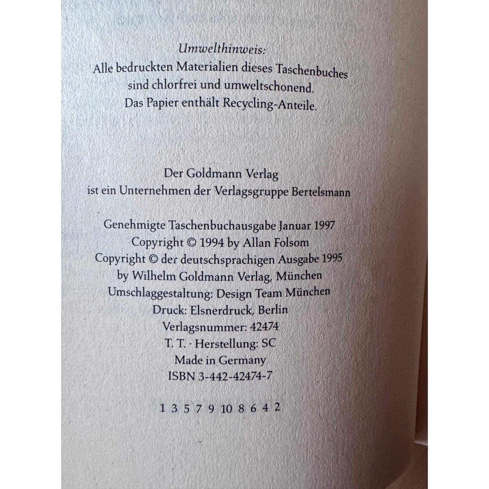 Übermorgen by Allan Folsom -1997