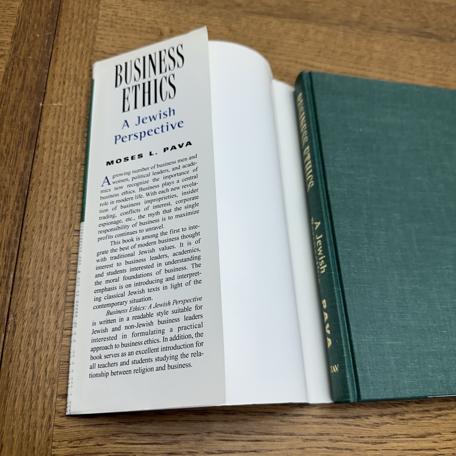 Business Ethics:A Jewish Perspective by Moses L. Pava Ktav Publishing House 1997