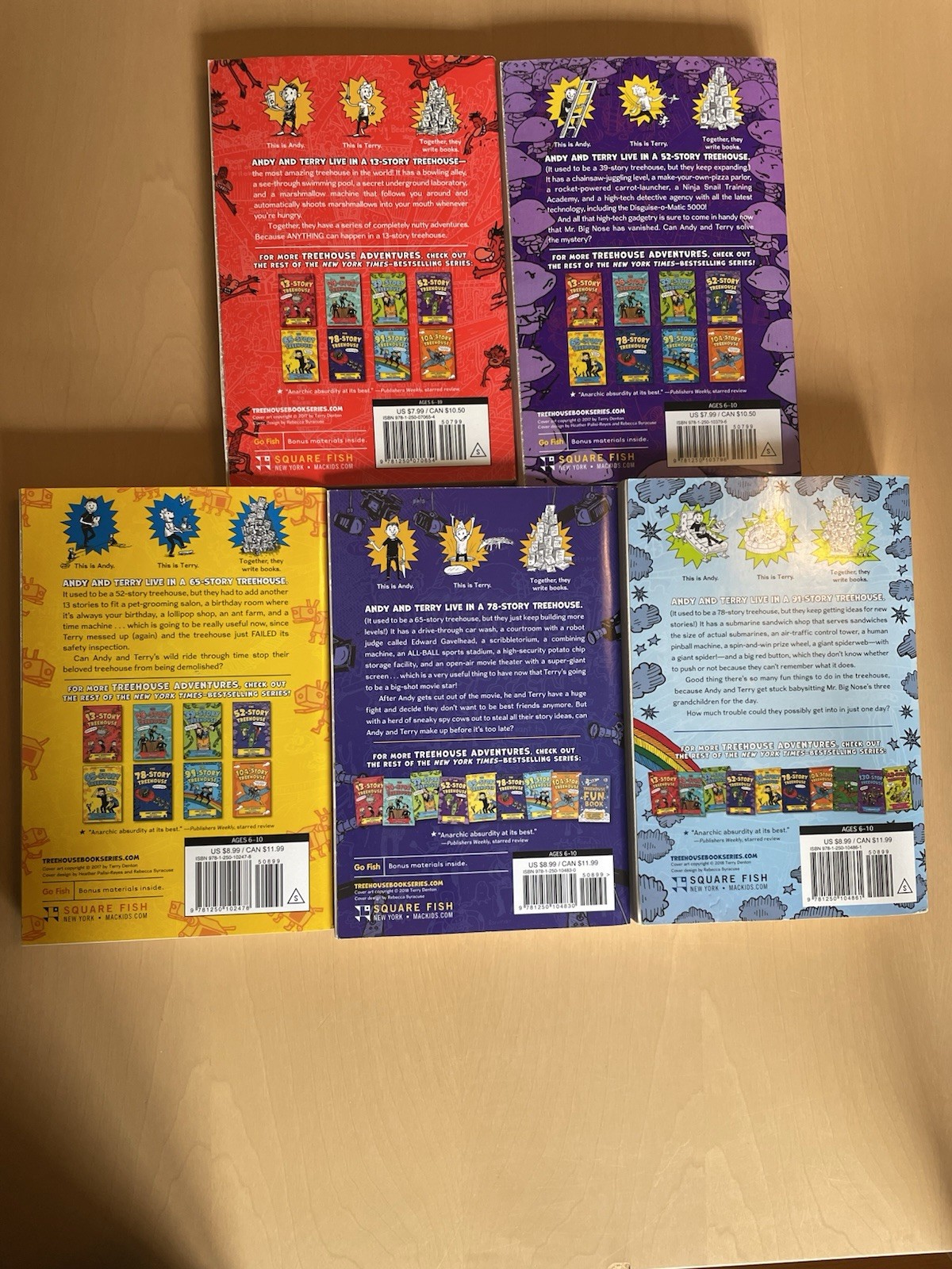 5 Treehouse Books, Paperback, Very Good Condition
