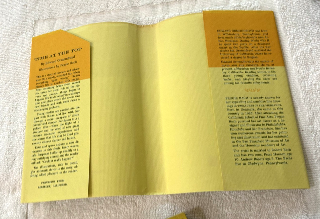 TIME AT THE TOP Edward Ormondroyd Peggie Bach hcdj 1963 5th printing Parnassus