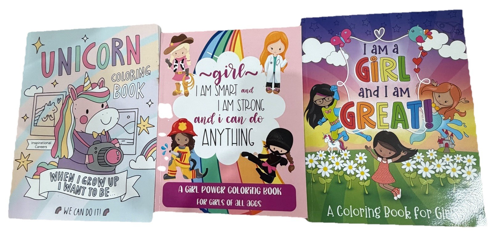 NEW Lot Of 3 Inspirational Girls Coloring Books Unused