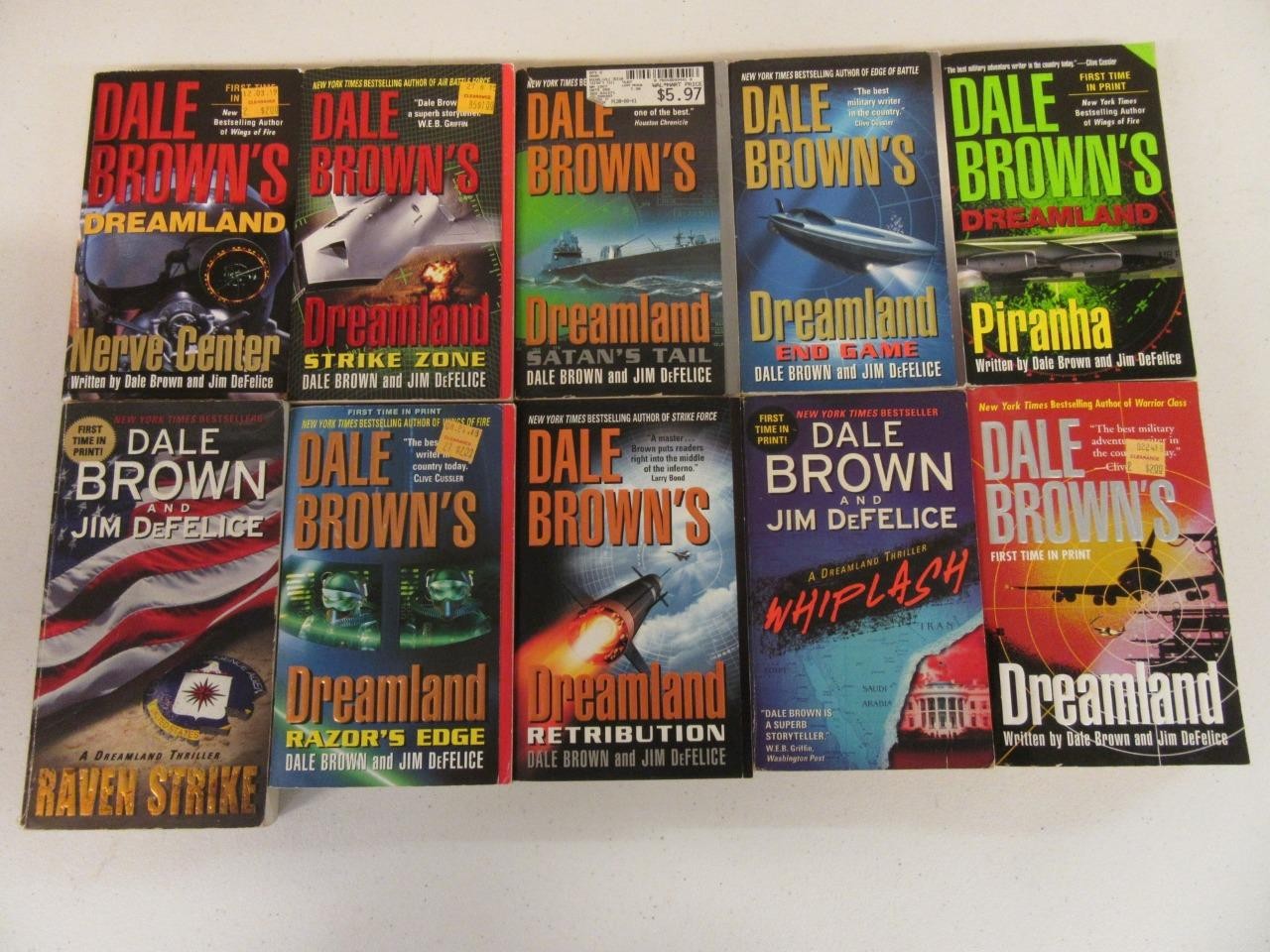 BIG Lot (10) DALE BROWN Military Books DREAMLAND SERIES #1-5 +5 END GAME Piranha