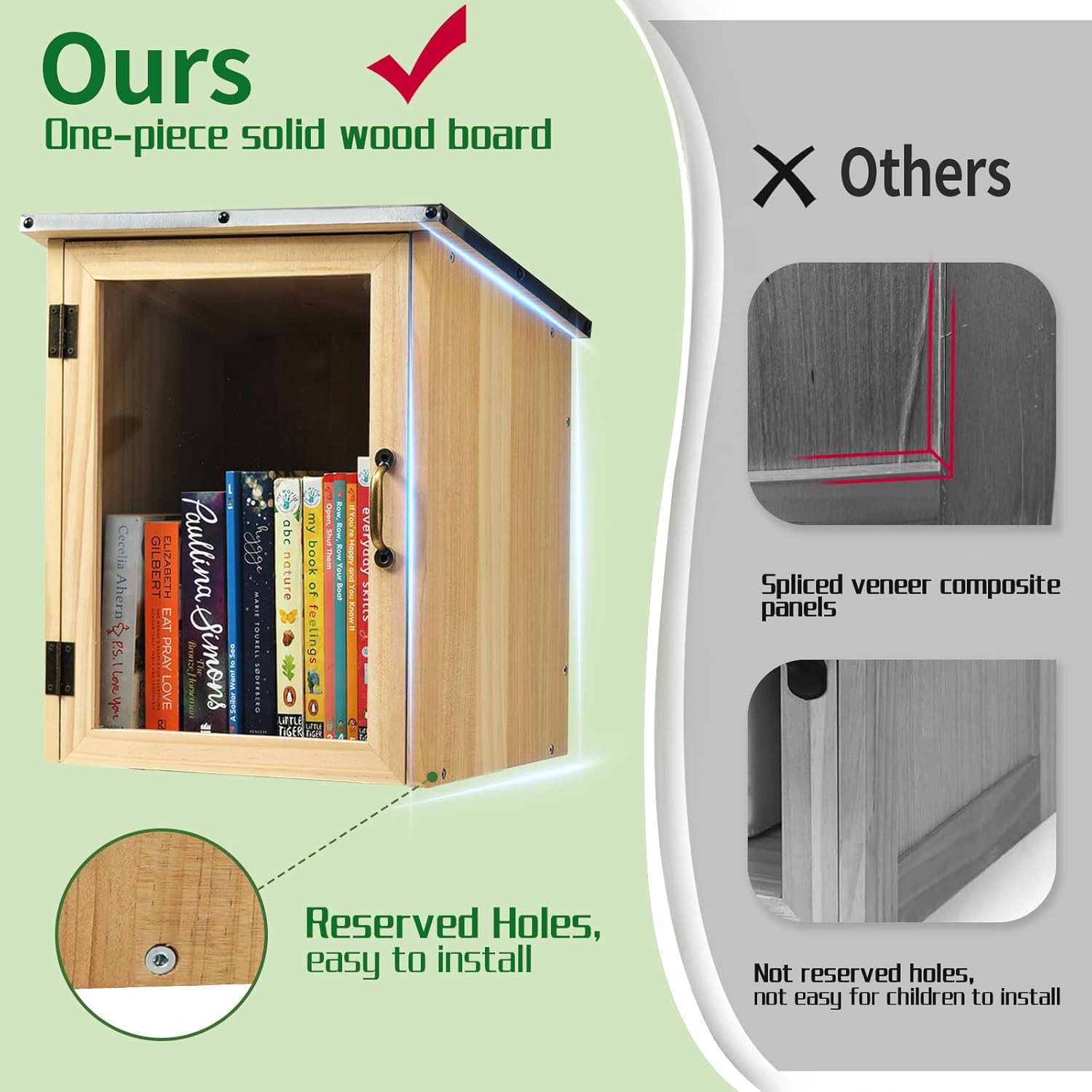 Little Library Box Outdoor, Waterproof Outdoor Library Book Box, Little Wood Cab