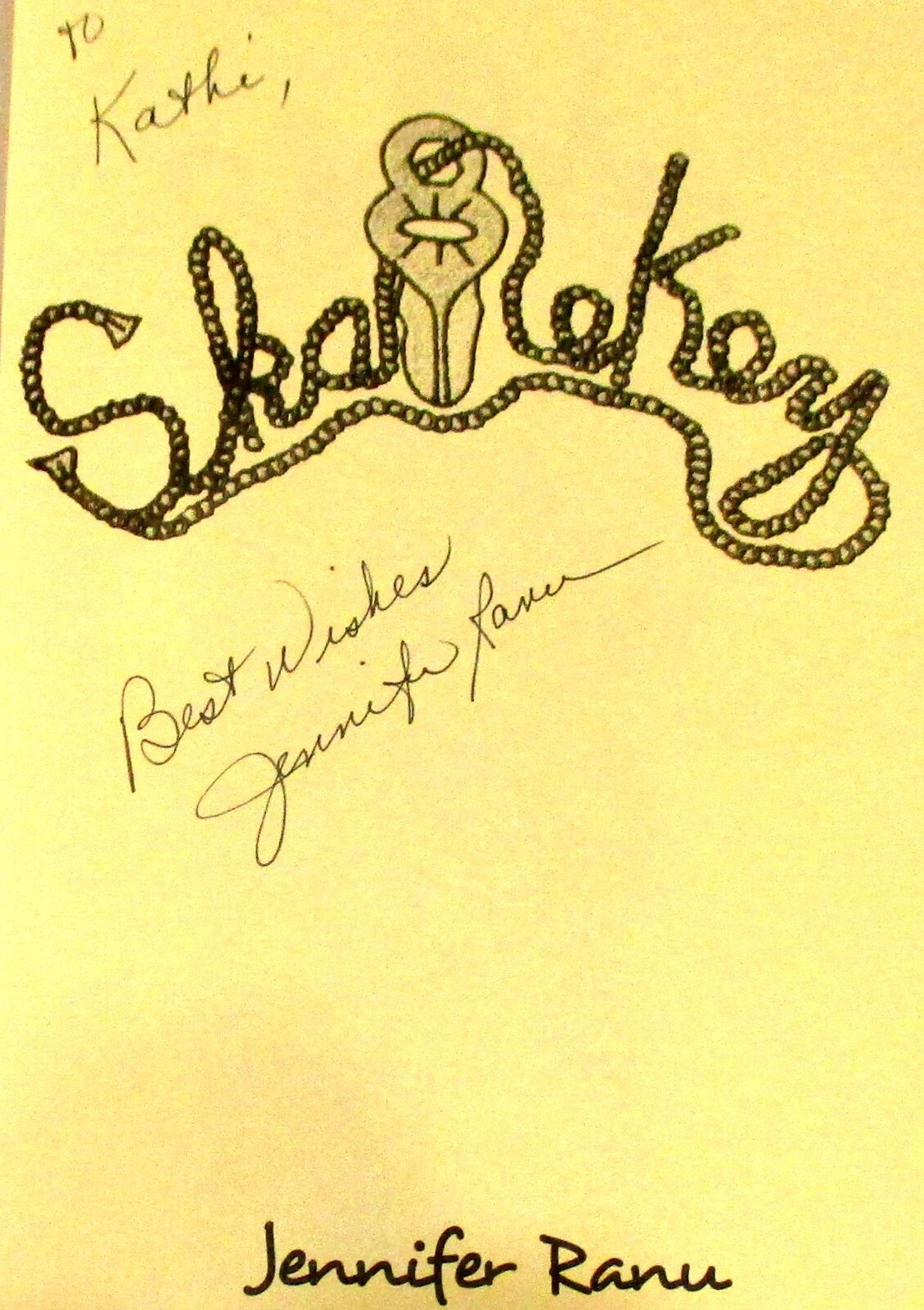2011 Skatekey by Jennifer Ranu Softcover Book SIGNED 164 Pages W/Bookmark