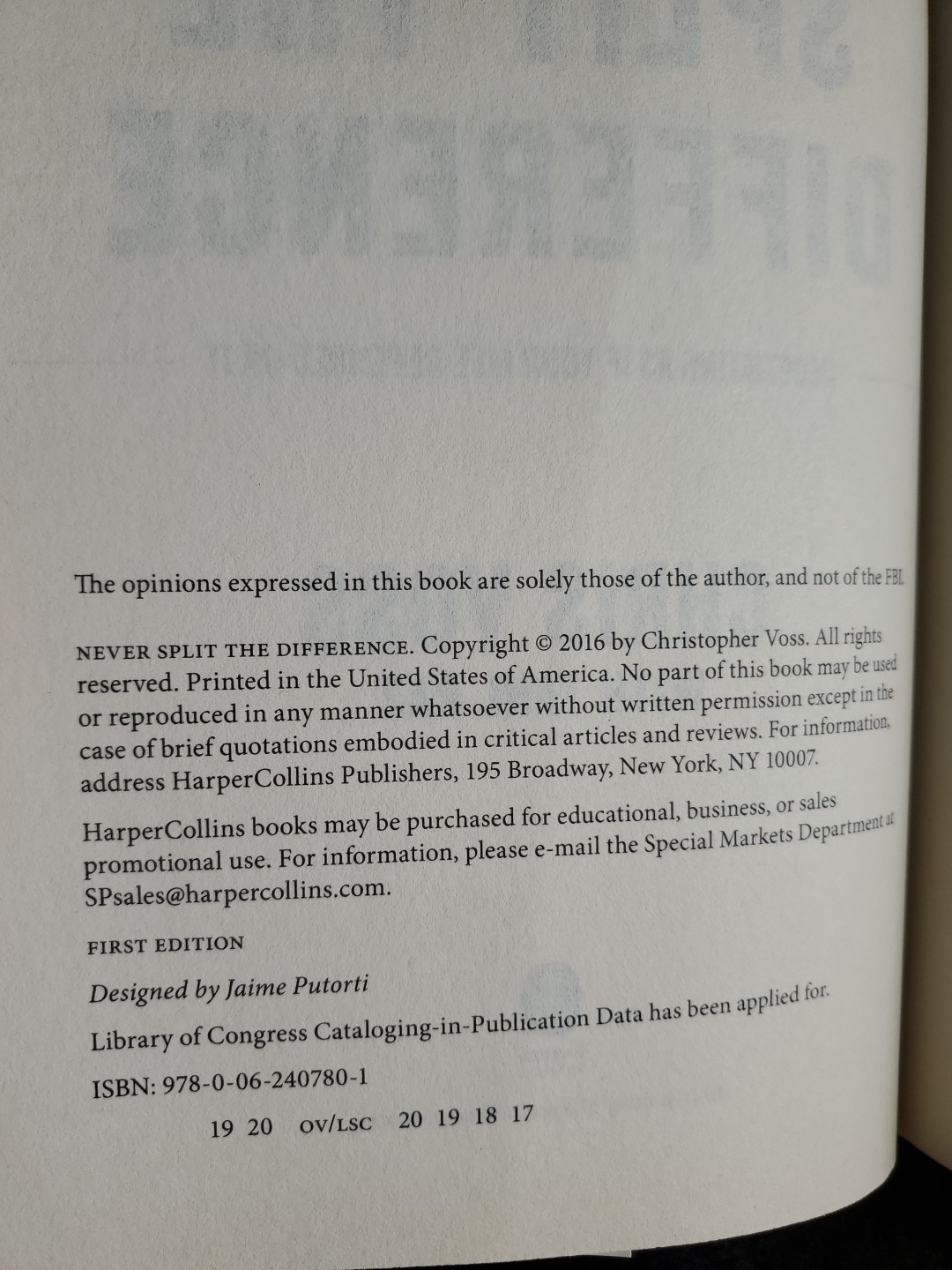 Never Split The Difference Chris Voss First Edition HC Negotiation Book