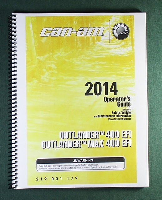 2014 Can-Am Outlander MAX 400 EFI Owner’s Manual: 164 Pages & Protective Covers
