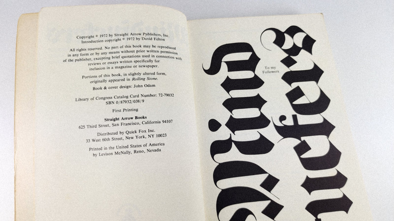 Mindfuckers / Robin Green /David Dalton / David Felton 1972 Acid Fascism Manson