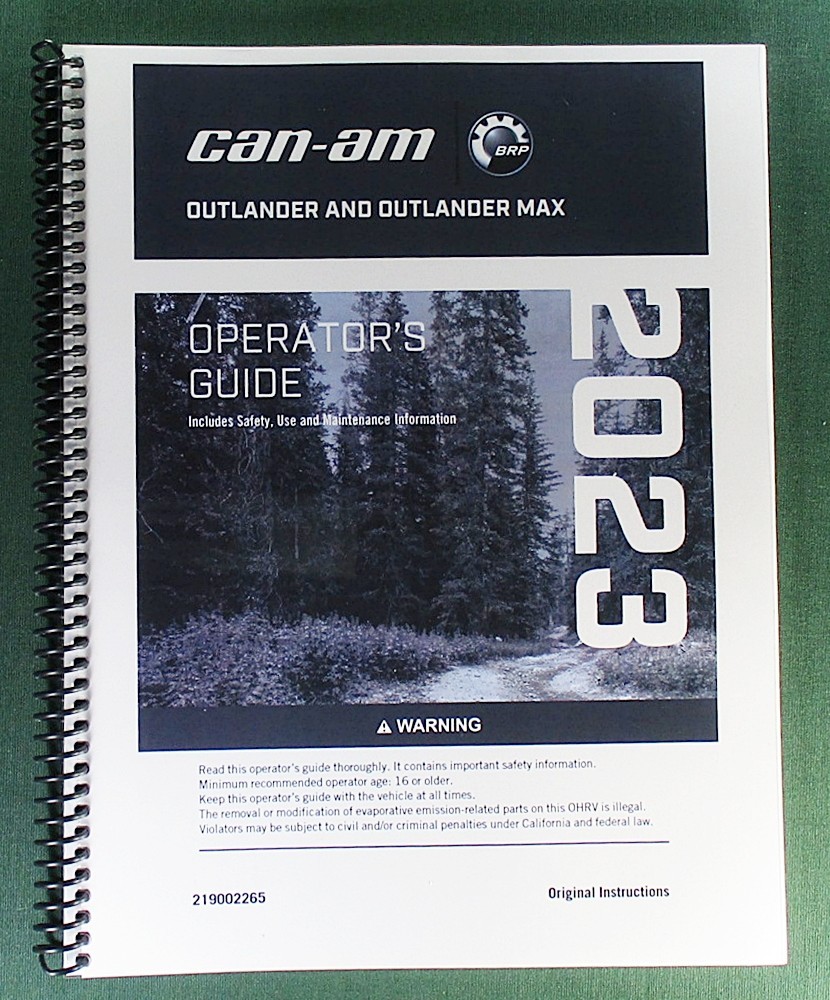 2023 Can-Am Outlander MAX 850 XT Owner’s Manual: 274 Pages & Protective Covers